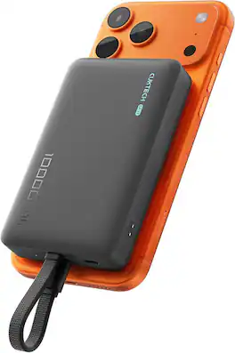 CUKTECH - Magnetic Power Bank, 10000mAh 2-in-1 Wireless Portable Charger, 20W Max USB-C Fast Charging for Iphone,Samsung