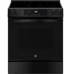 GE - 5.3 Cu. Ft. Slide-In Electric Range with Self-Clean and Steam Cleaning Option and Crisp Mode - Black - Front_Zoom