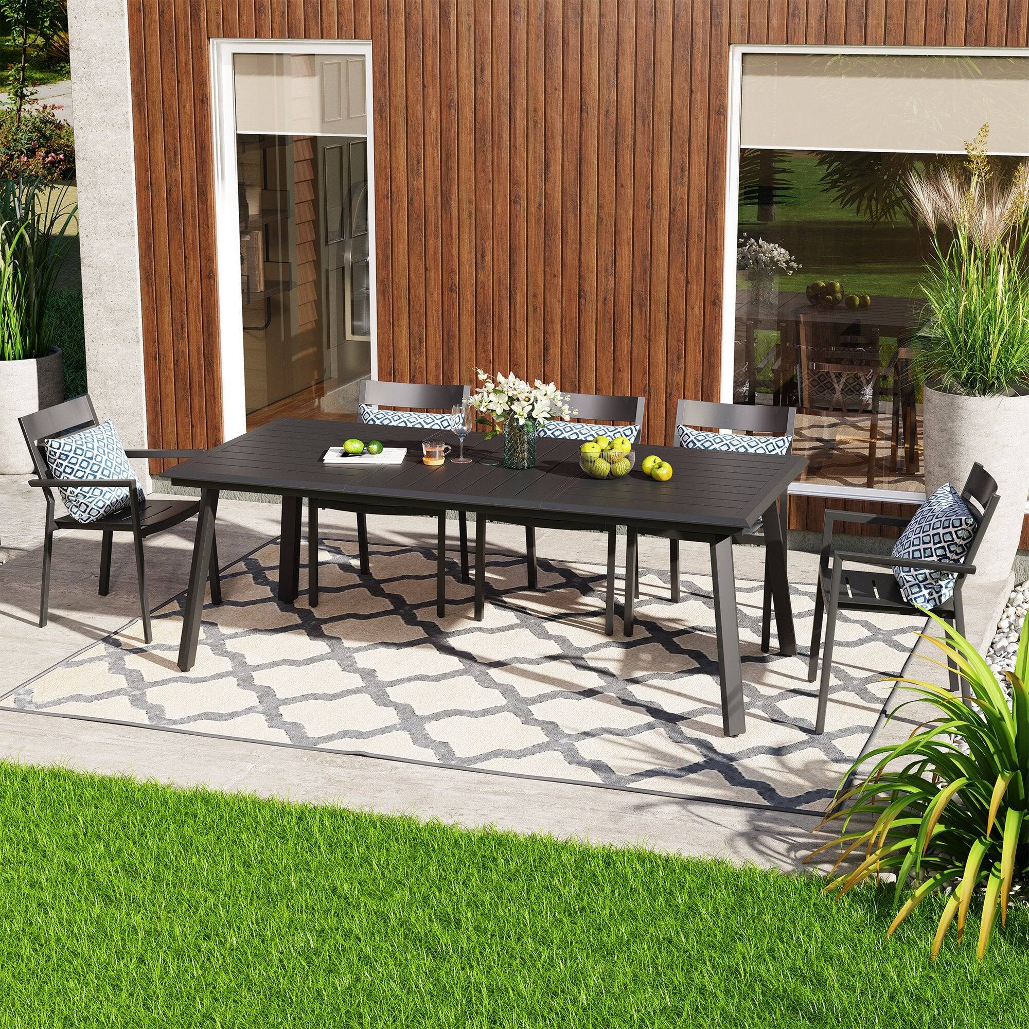 Crestlive Products - Patio Aluminum Dining Table with Umbrella Hole - Black price history on PriceWatchPro