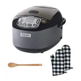 Zojirushi - NL-GAC10BM 5.5 Cup Umami Micom Rice Cooker Bundle - Black