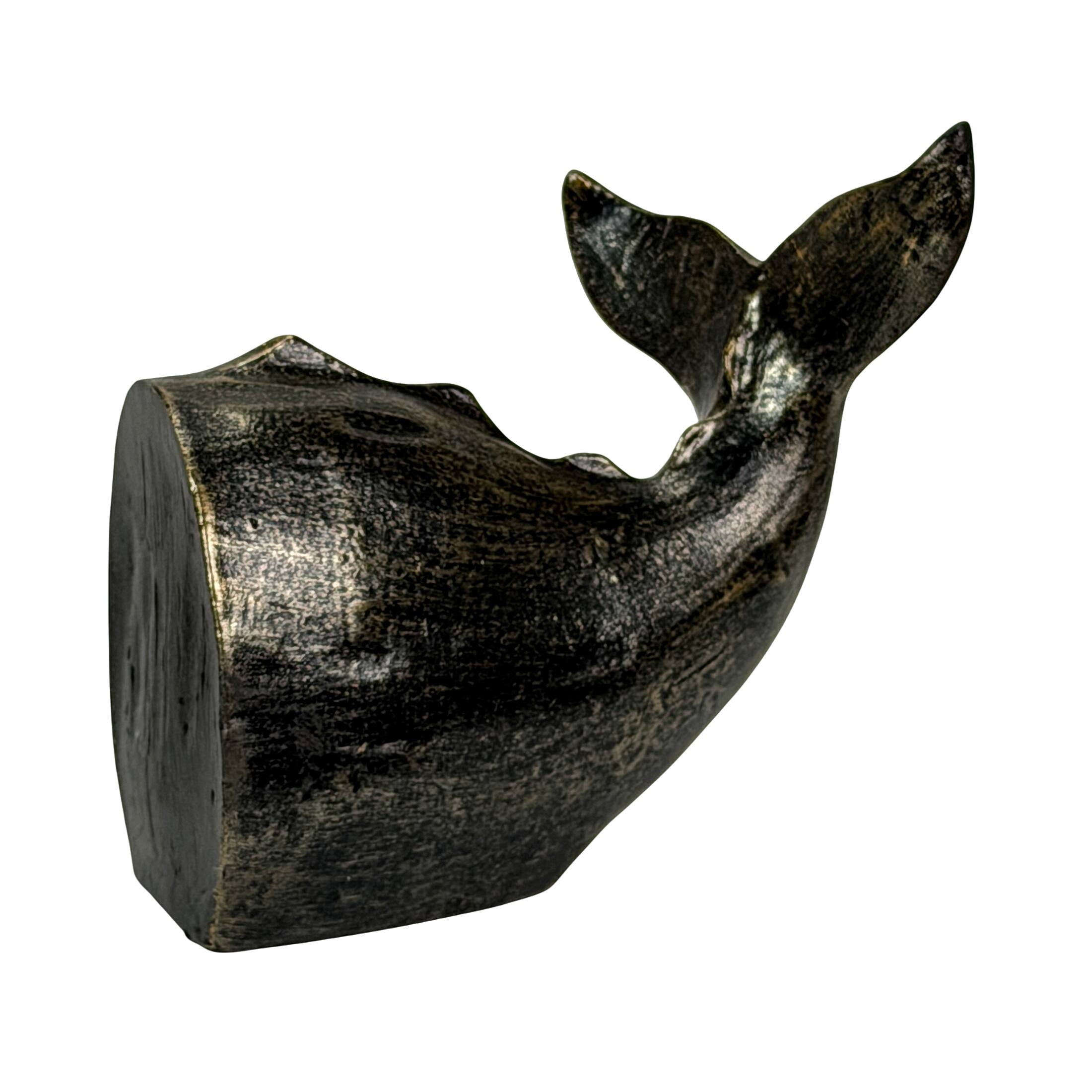 Alt View 9. Zeckos - Sperm Whale Decorative Bookend Set Weathered Bronze Resin 10 Inch Coastal Pair - Bronze.