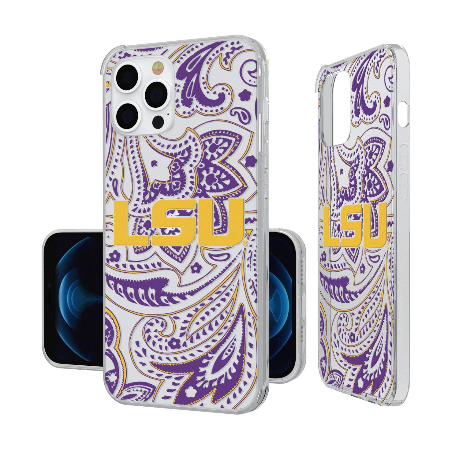 Front. Keyscaper - LSU Tigers iPhone Paisley Design Clear Case - 14 - Multicolor.