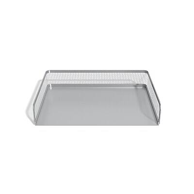 Alt View 2. TRU RED - Side Load Stackable Metal Letter Tray - Silver.