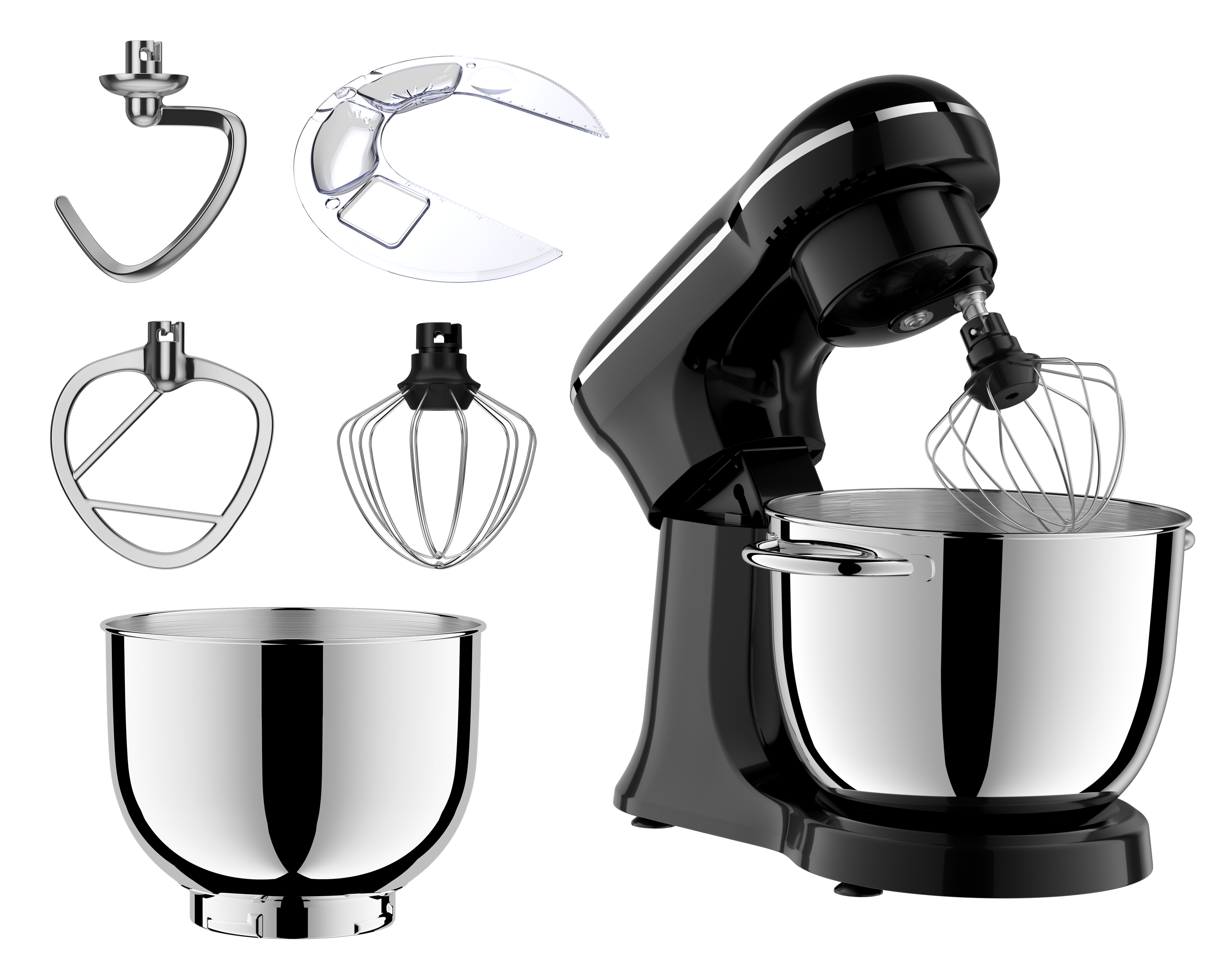 Dexmalle - Dexmalle-10 Speeds Portable Lightweight Kitchen Mixer for Daily Use with Egg Whisk,Dough Hook,Flat Beater - Black