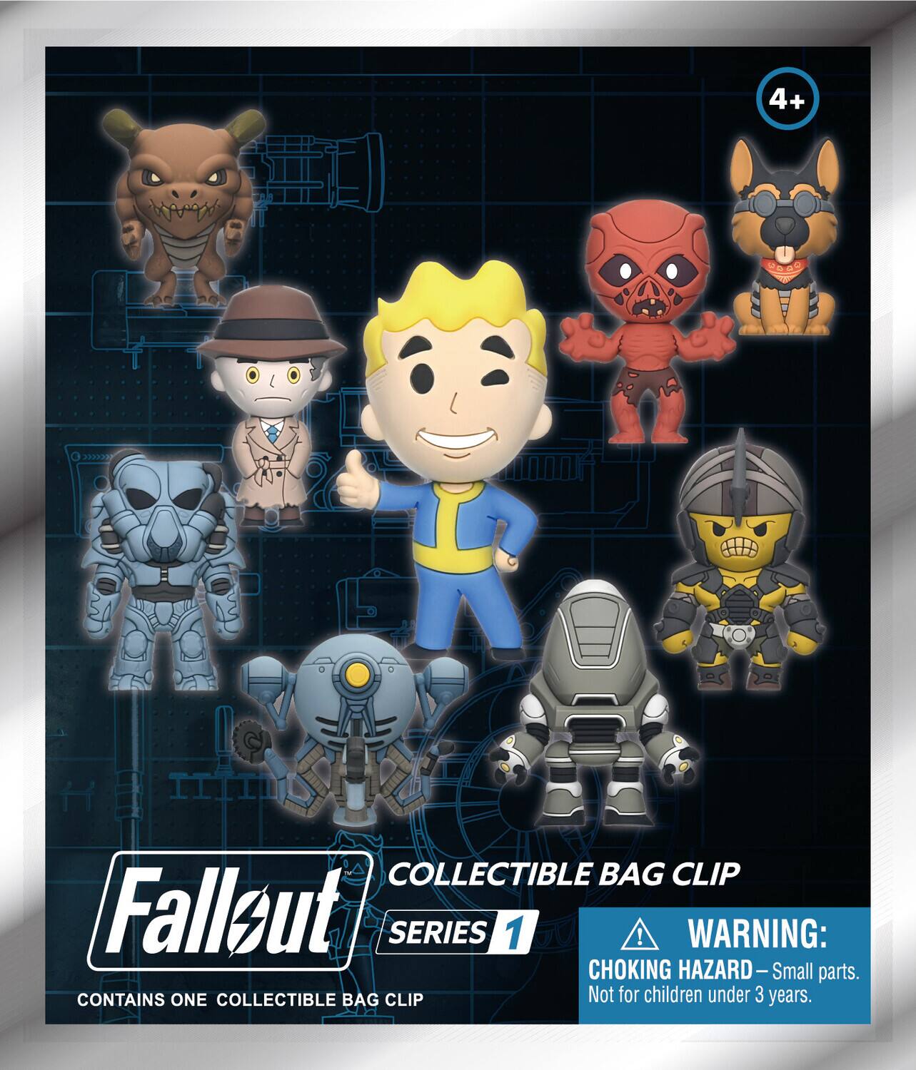 4+ C  
COLLECTIBLE BAG CLIP  
Fallout SERIES 1  
WARNING: CHOKING HAZARD - Small parts.  
CONTAINS ONE COLLECTIBLE BAG CLIP  
Not for children under 3 years.