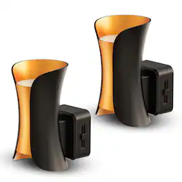 Jandcase - 2-Pack 1W Plug-in Night Light, 3000K Warm Glow, Champagne Gold Finish, Up/Down Light - Black