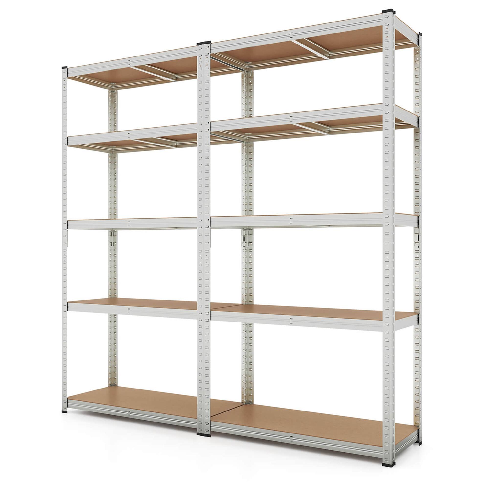 Front. Costway - Costway 2 PCS 5 Tier Adjustable Garage Shelving Unit with 2000 lbs Max Load for Warehouse - Silver.