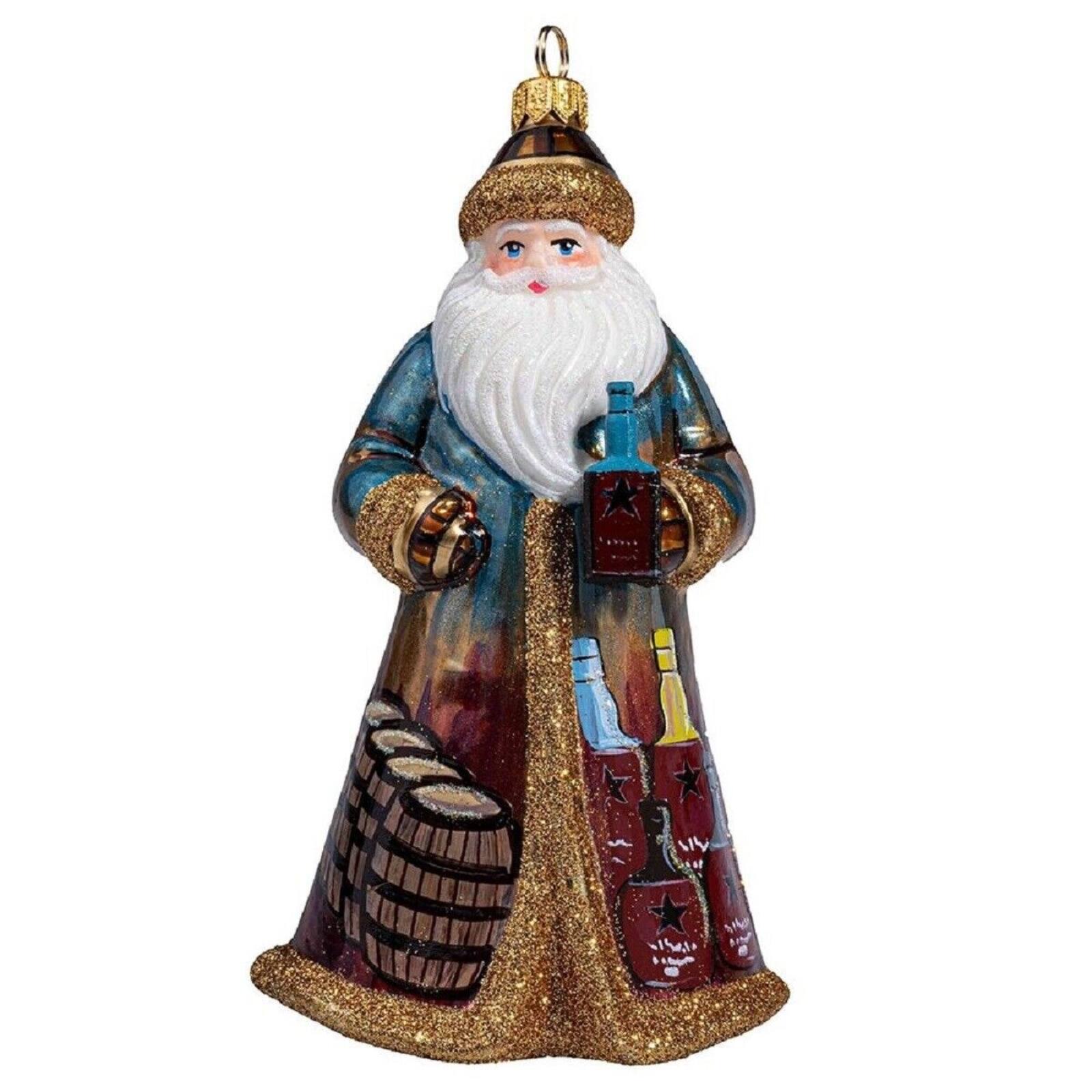 Front. Joy to the World Collectibles - Joy to the World Glitterazzi Bourbon Santa Claus Polish Glass Christmas Ornament - Multicolor.