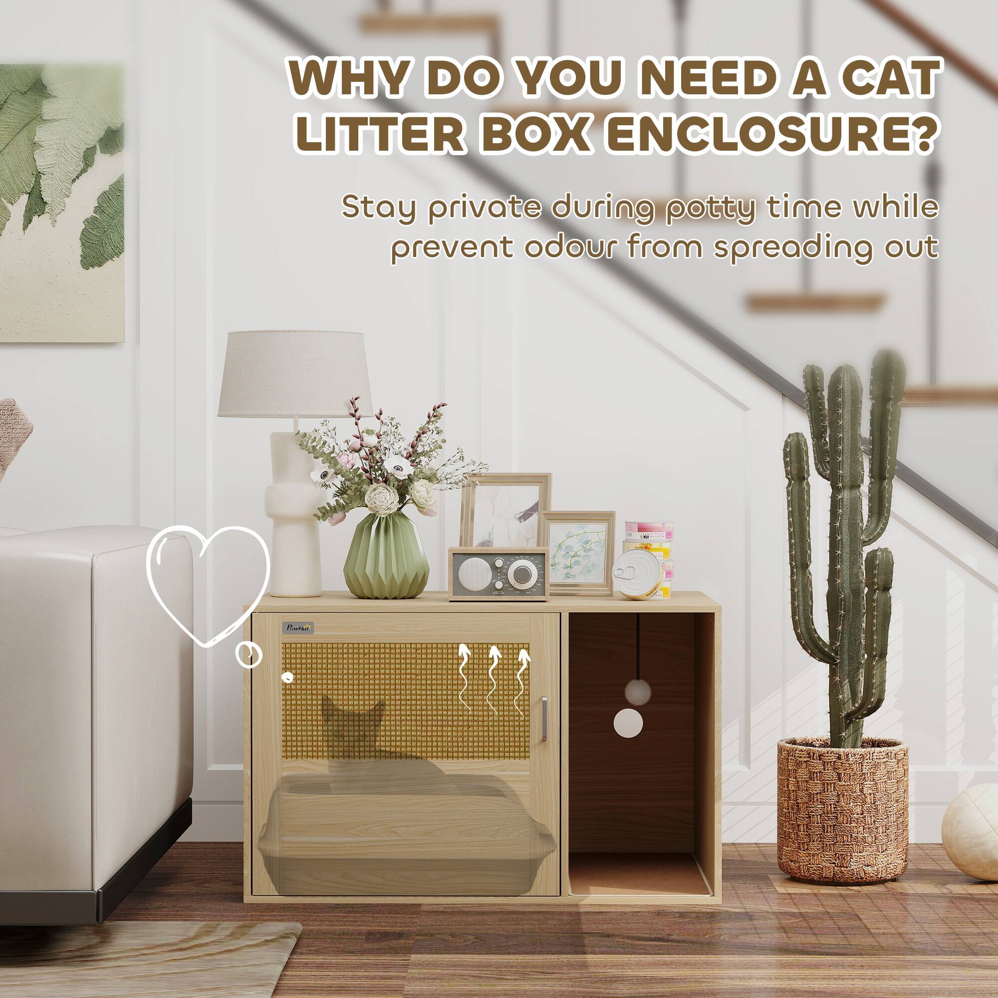 WHY DO YOU NEED A CAT LITTER BOX ENCLOSURE?

Stay private during potty time while prevent odour from spreading out