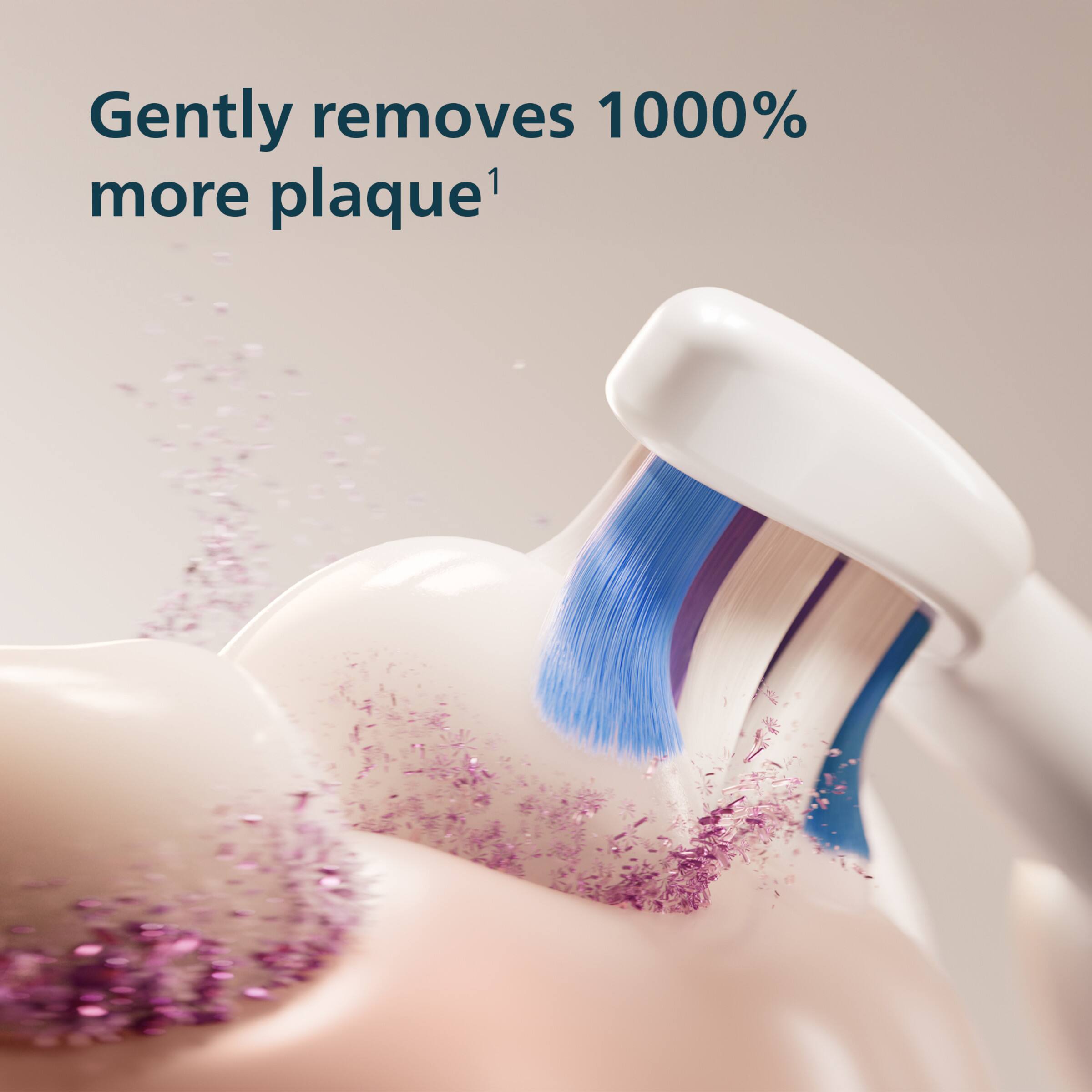 Gently removes 1000% more plaque¹