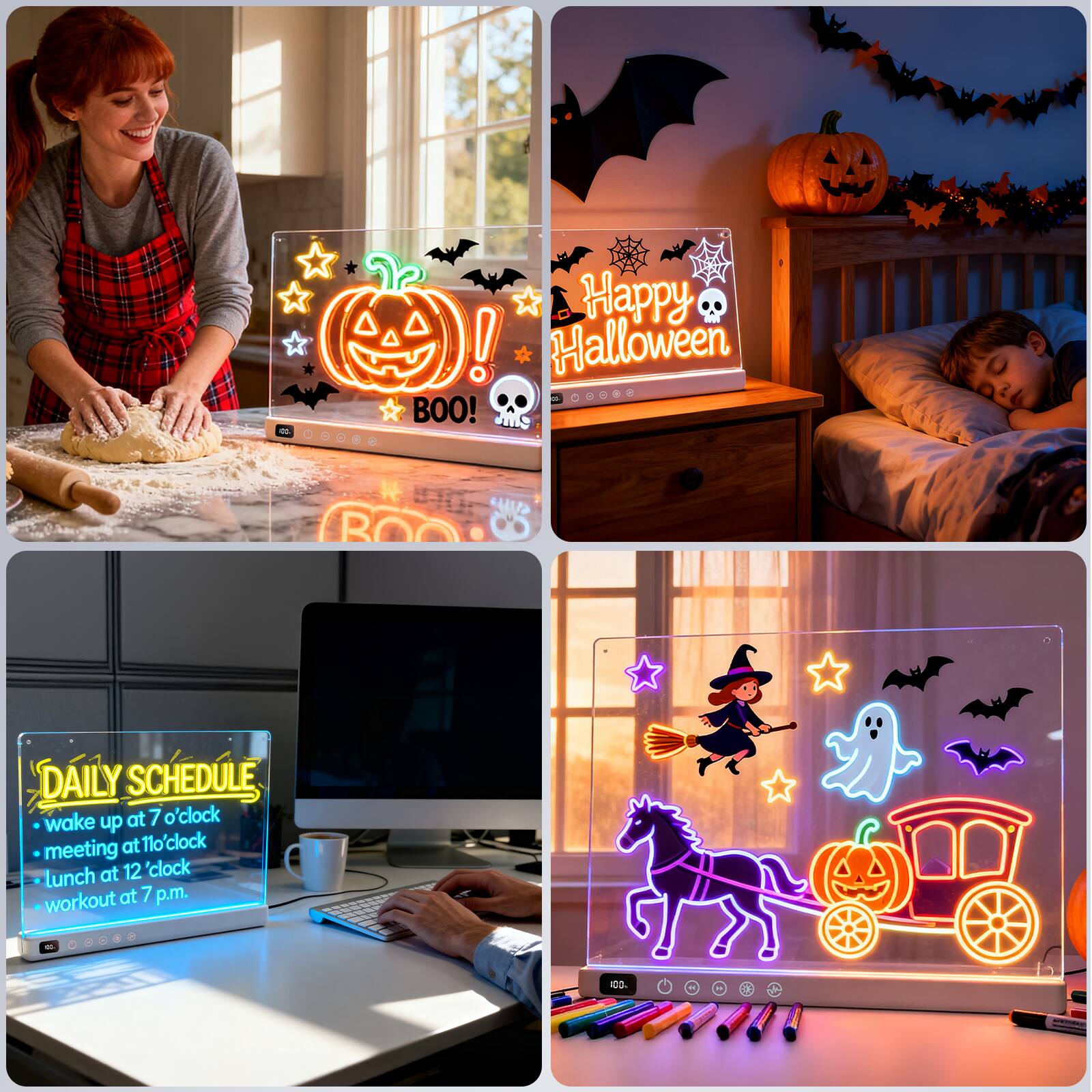 Happy Halloween BOO!

DAILY SCHEDULE
- wake up at 7 o'clock
- meeting at 11 o'clock
- lunch at 12 o'clock
- workout at 7 p.m.