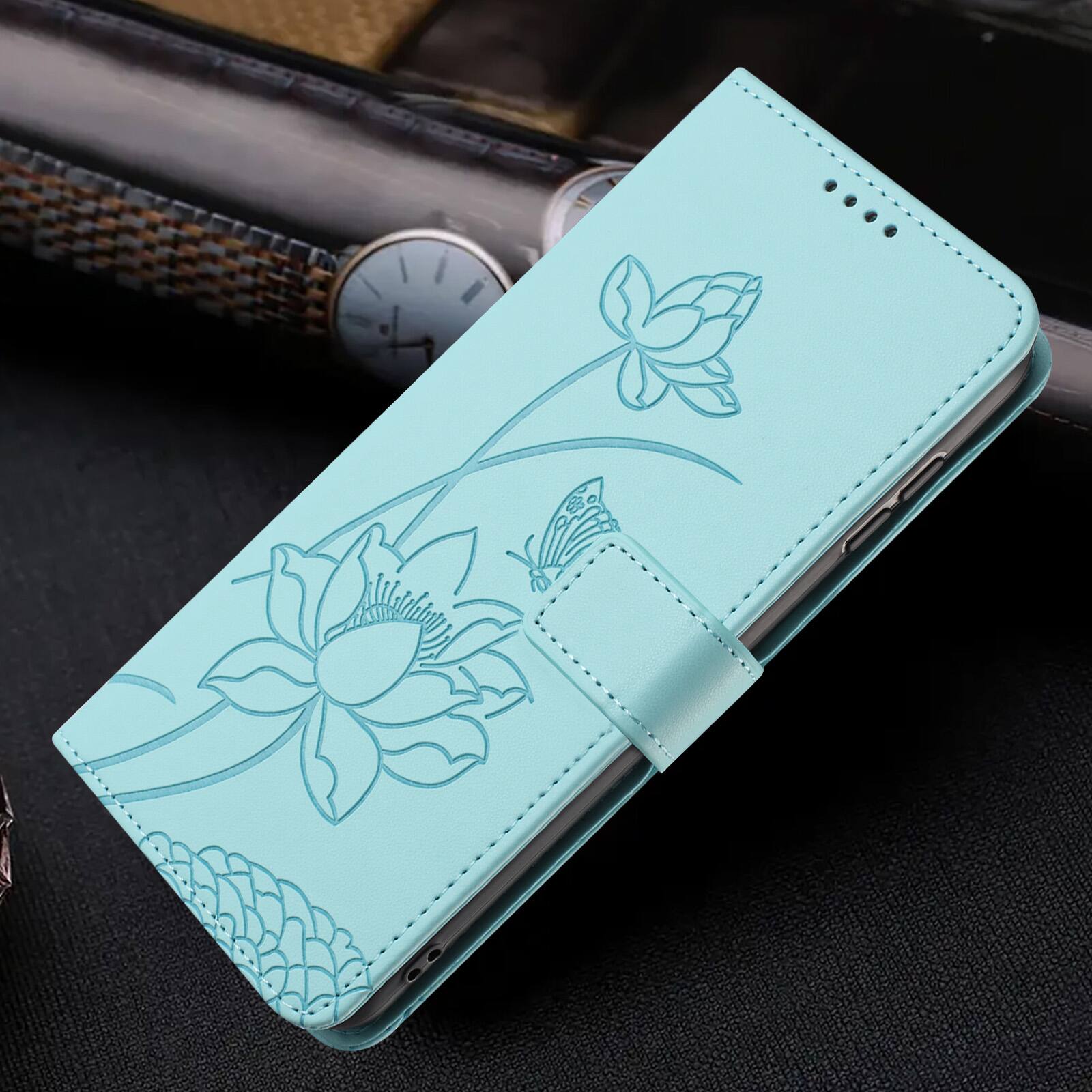 Alt View 3. Dteck - Shockproof Wallet Case for Motorola G 5G (2025) with Detachable Wrist Strap, Protective PU Leather Folio Stand Cover - Green.