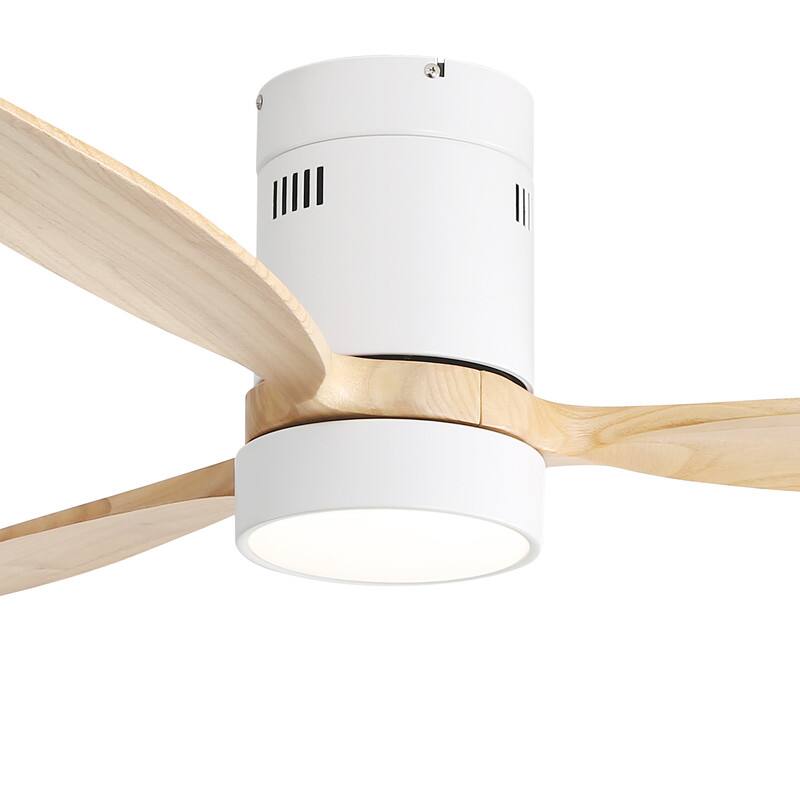 Alt View 7. Sofucor - Sofucor 52'' Flush Mount Ceiling Fan without Lights Remote Control Wood Blades Reversible DC Motor Indoor Outdoor - White Wood.