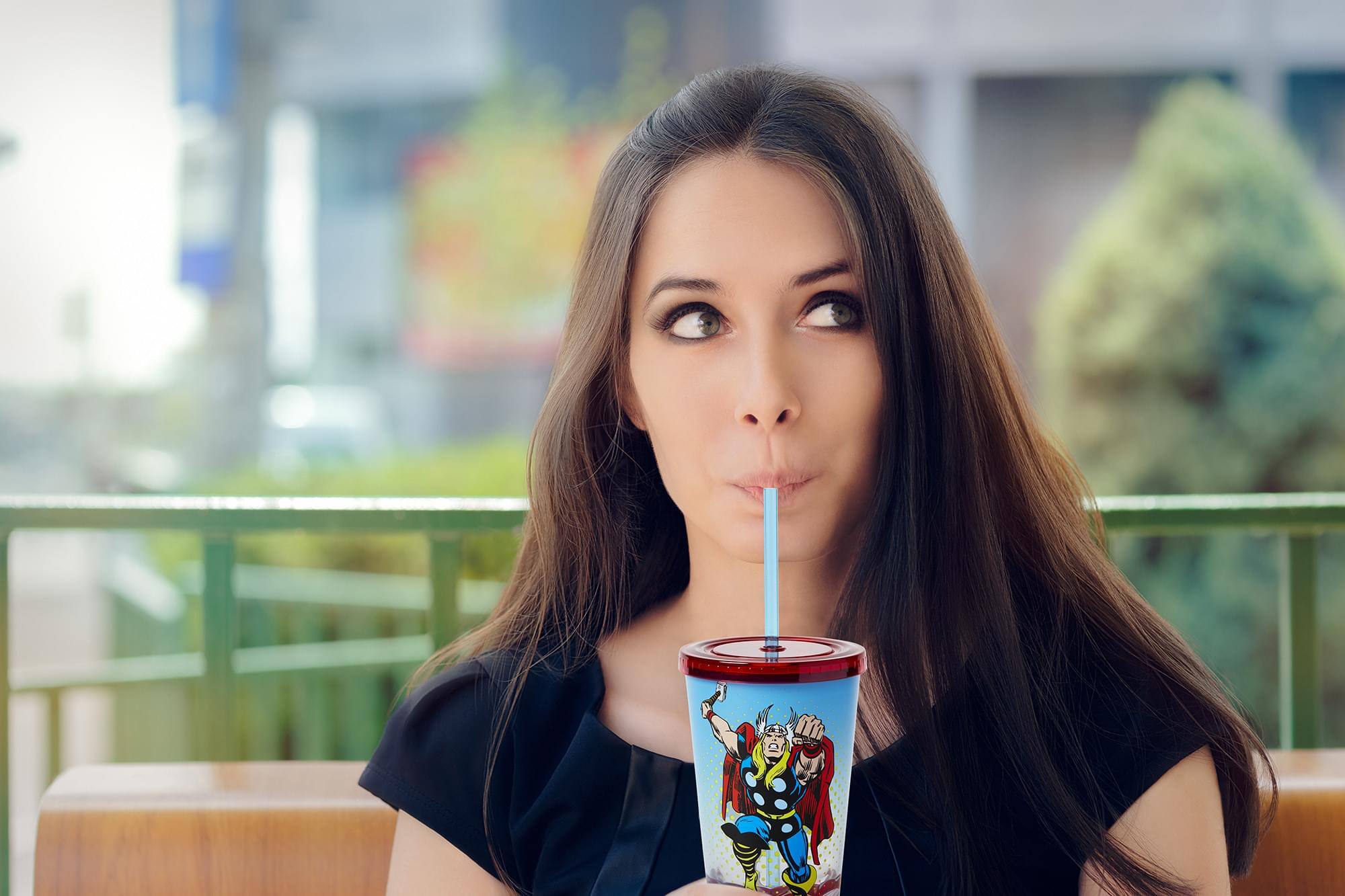 Alt View 4. Marvel - Marvel Thor God Of Thunder Plastic Tumbler Cup Lid & Straw | Holds 19 Ounces - Red.