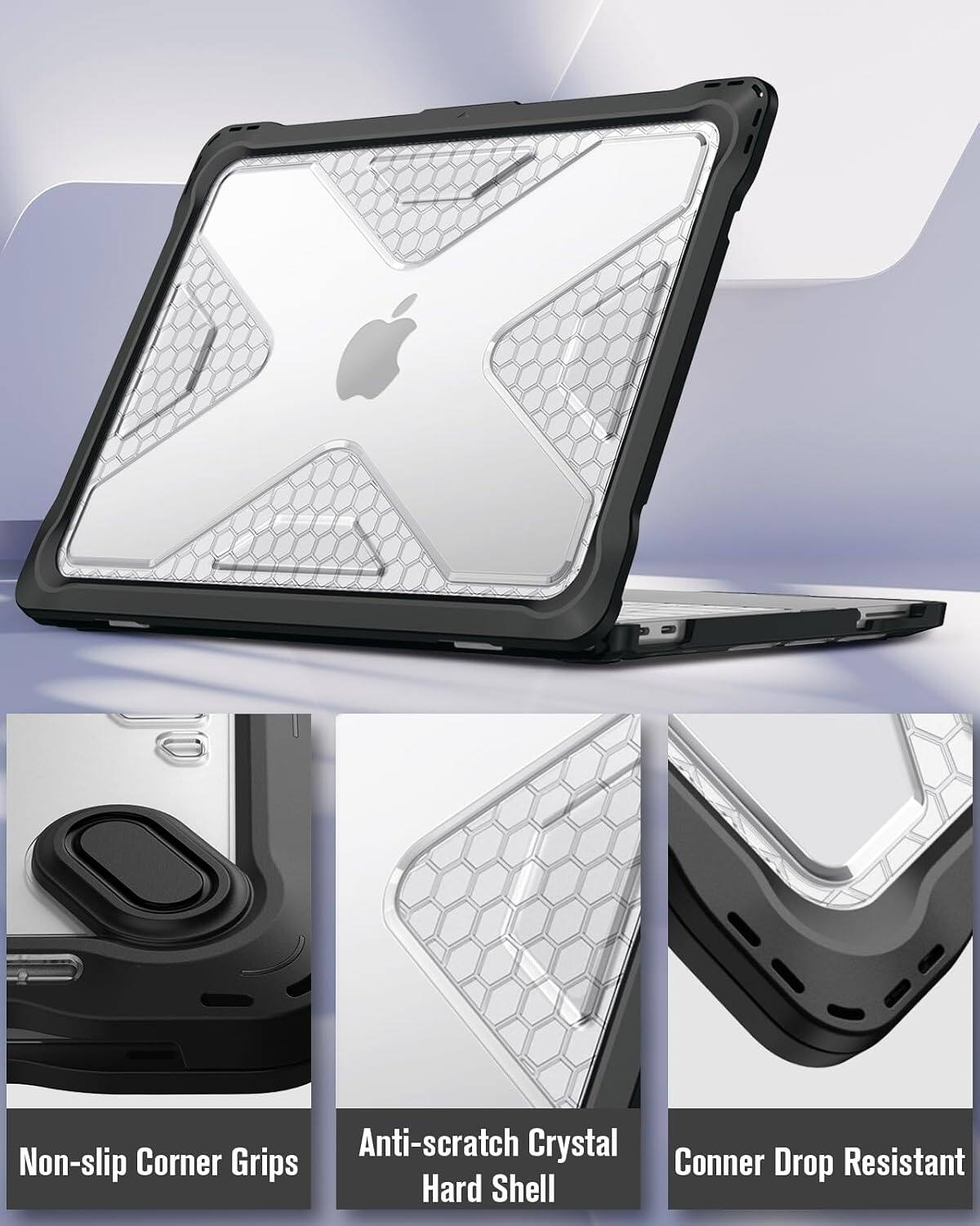Anti-scratch Crystal Hard Shell  
Non-slip Corner Grips  
Corner Drop Resistant