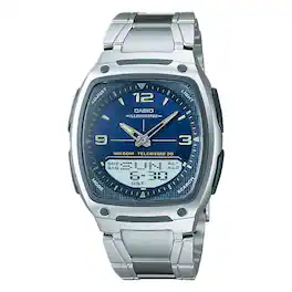 Casio - Men's Analog-Digital Sport Watch with Blue Dial - AW-81D-2AV - Silver