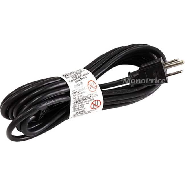 Monoprice - 15ft 18AWG 3 Prong AC Power Cord Cable for Laptop/Notebook (C-5/5-15P) - For Notebook - 18 Gauge - Black