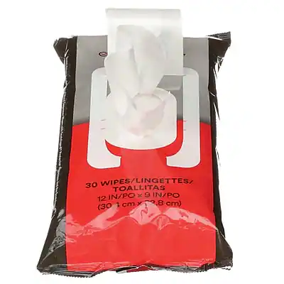 30 WIPES / LINGETTES / TOALLITAS  
12 IN / PO X 9 IN / PO  
(30.4 cm x 18.8 cm)