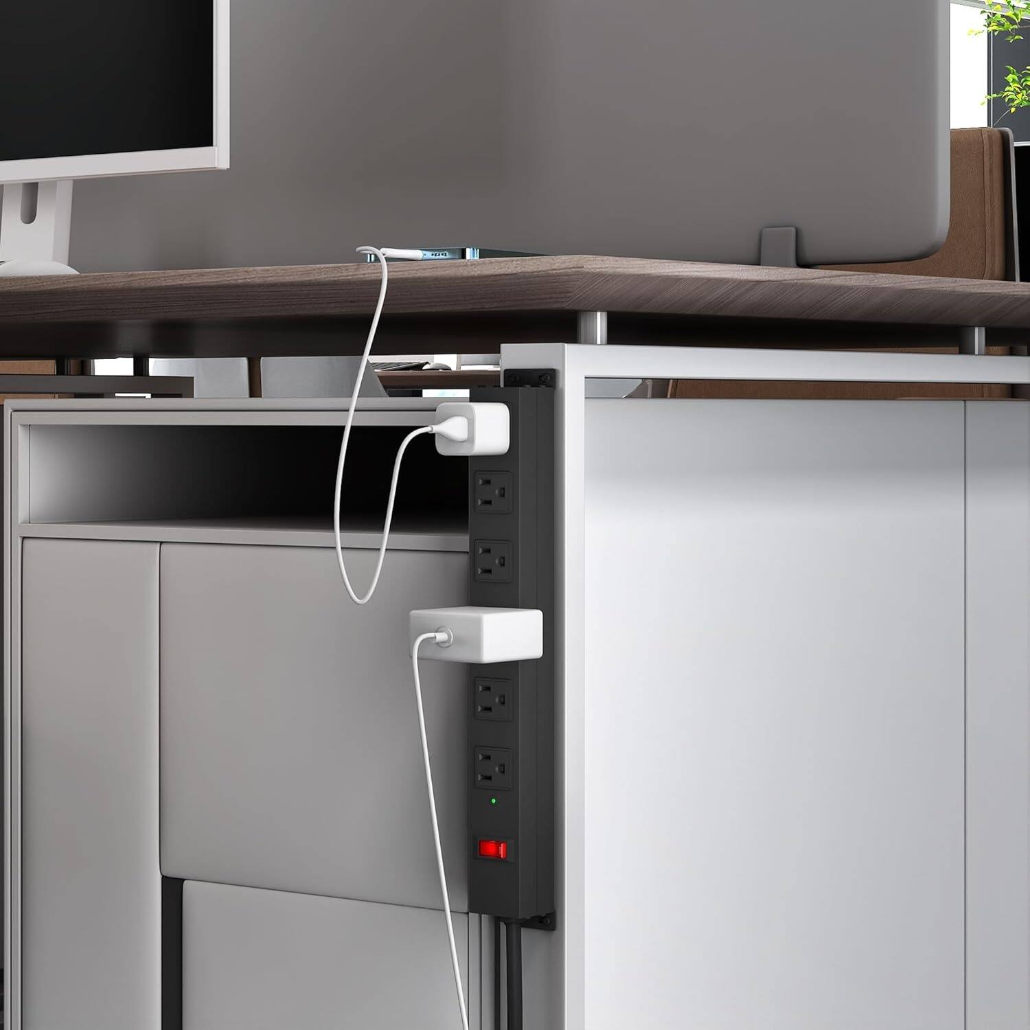 Alt View 1. PARKER SLATER - Heavy Duty Power Strip with 6 Outlets, 6FT UL 14AWG Cord, Switch, Wall Mount, 15A/125V/1875W – Black - Black.