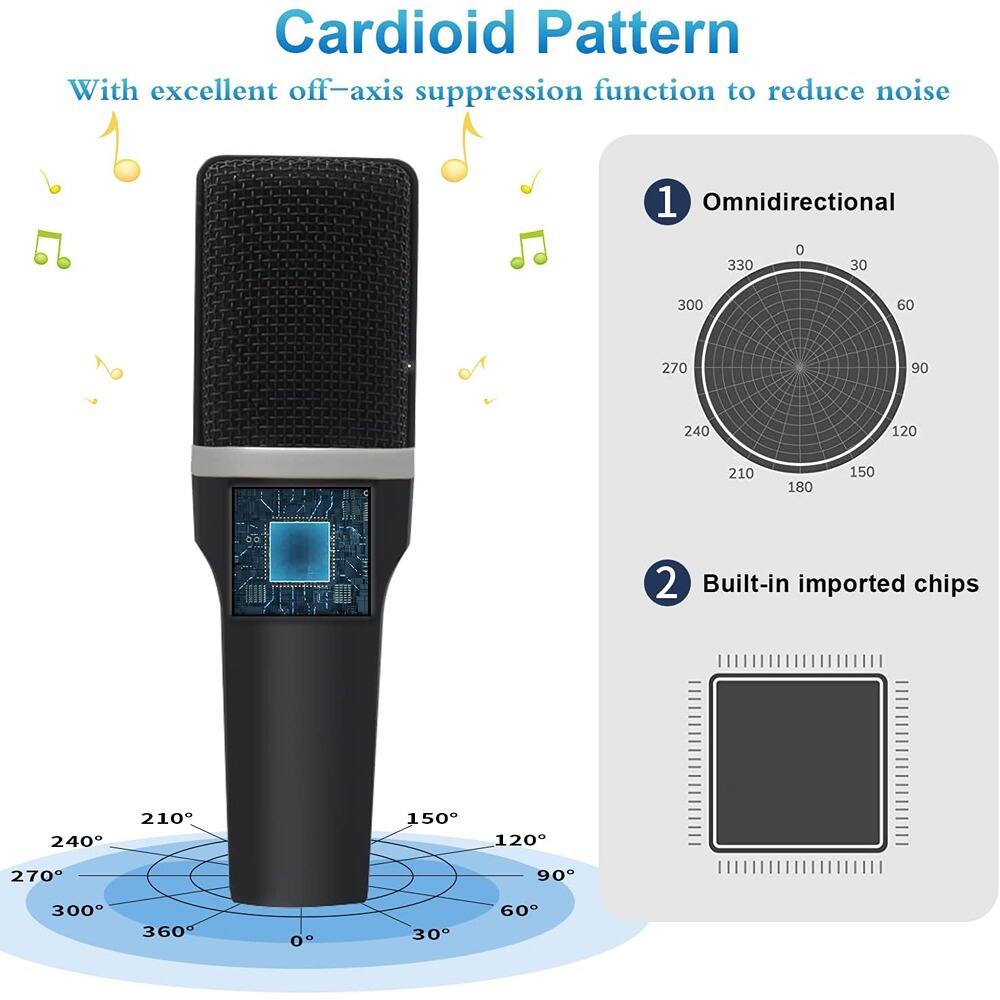 Left. MOSZAR LLC - USB Condenser Gaming Microphone – Cardioid, Plug & Play, One-Touch Mute for Streaming - Black.