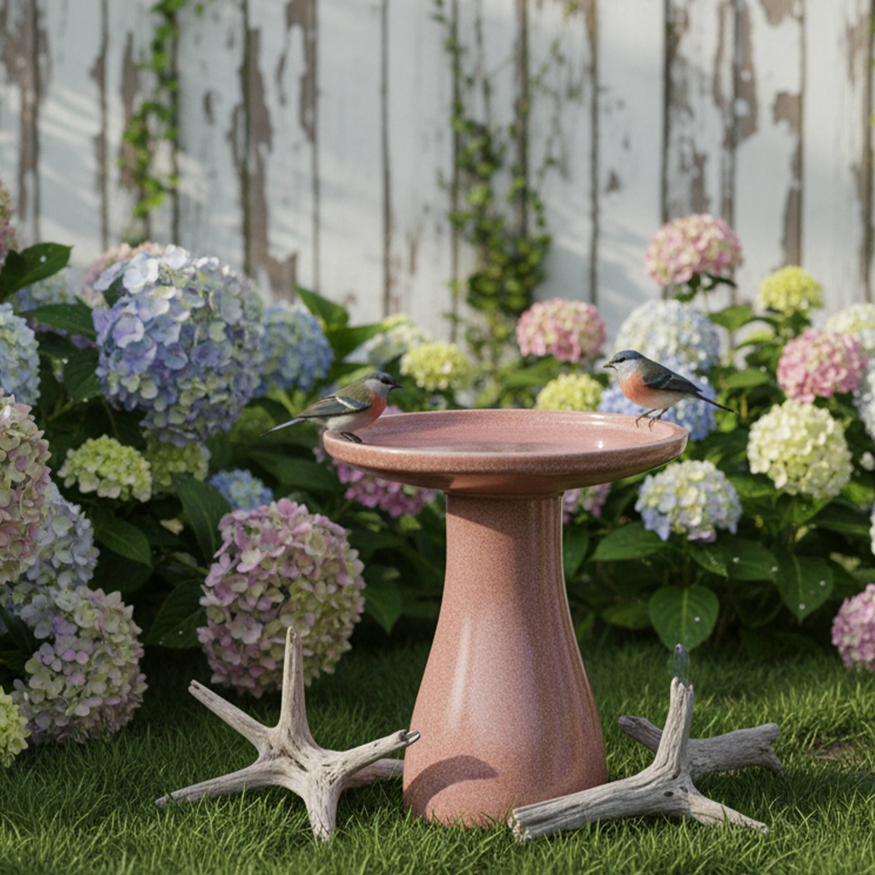 Alt View 9. Sunnydaze - Duo-Tone Outdoor High-Fired Ceramic Glazed Bird Bath - Lava.