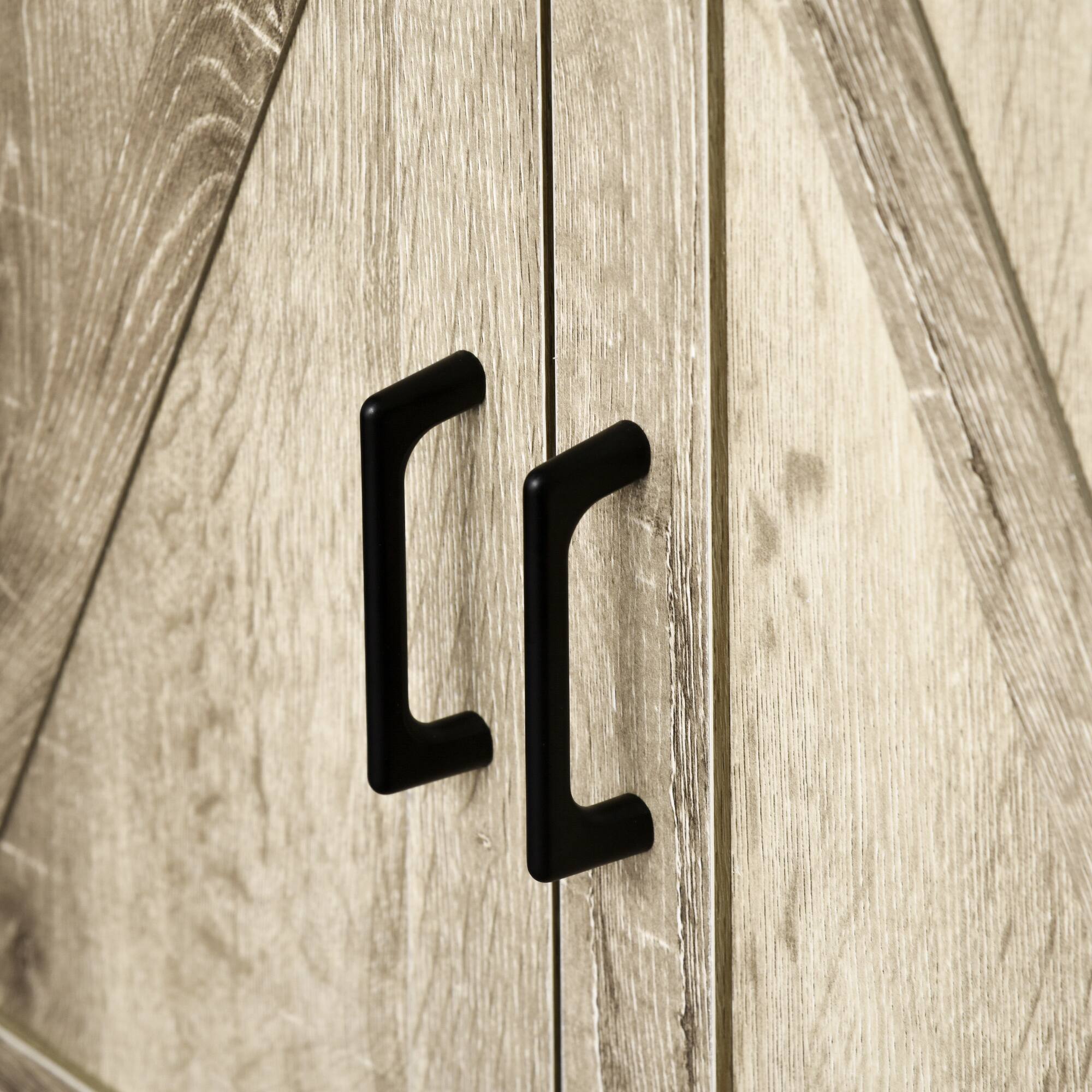 Alt View 8. Homcom - Sideboard with Storage Drawer, Modern Farmhouse Kitchen Cabinet with 2 Barn Doors, Coffee Bar Cabinet, Oak - Oak.