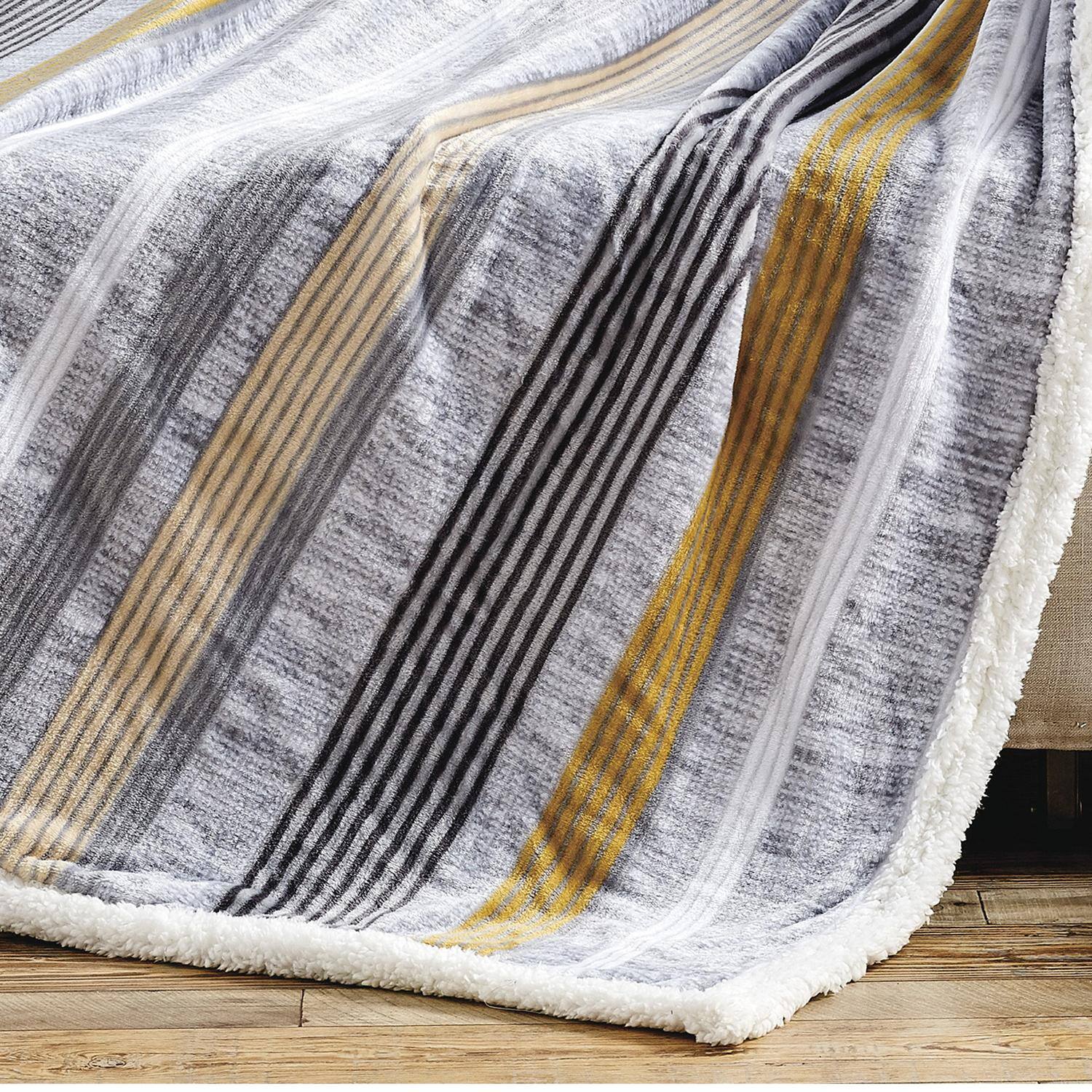 Alt View 2. Noble House - Plazatex Brea with Sherpa Plush Decorative All Season Plum Throw Blanket 50" x 60" Grey - Grey.