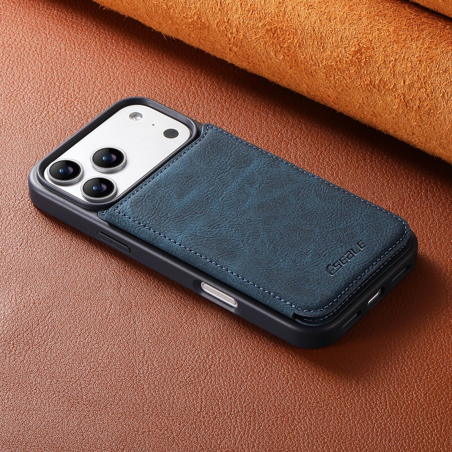 Alt View 3. Dteck - for Apple iPhone 17 Pro Max Retro PU Leather Wallet Case,Shockproof Magnetic Closure Flip Hidden Card Slots Back Cover - Blue.