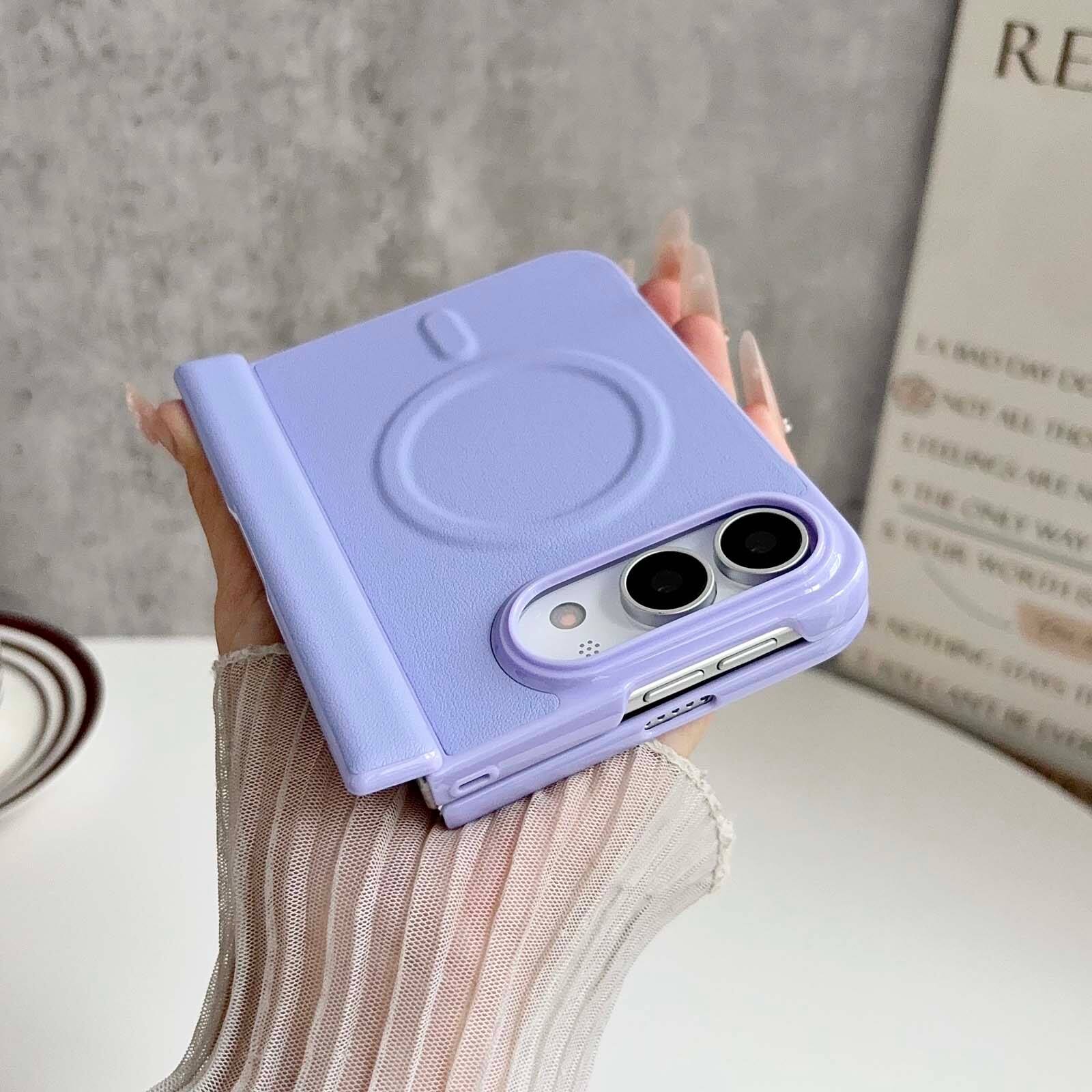 Alt View 8. UUCOVER - Magnetic Case with Tempered Glass Screen Protector and Hinge Cover for Apple iPhone Duo, Compatible with MagSafe Shell - Brown.