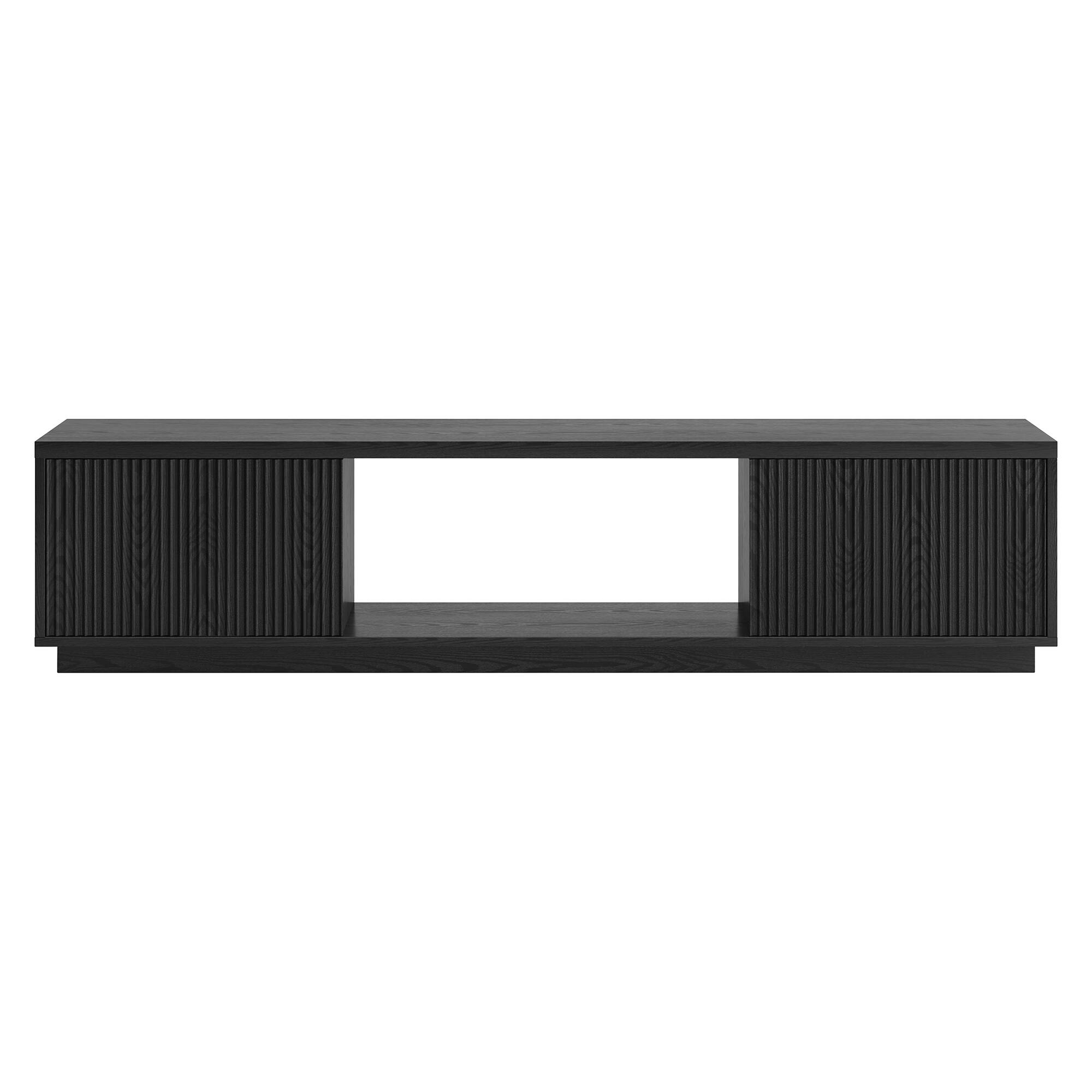 Angle. Hudson&Canal - Dorian Rectangular Fluted TV Stand for TV's up to 78" in Black Grain - Black Grain.