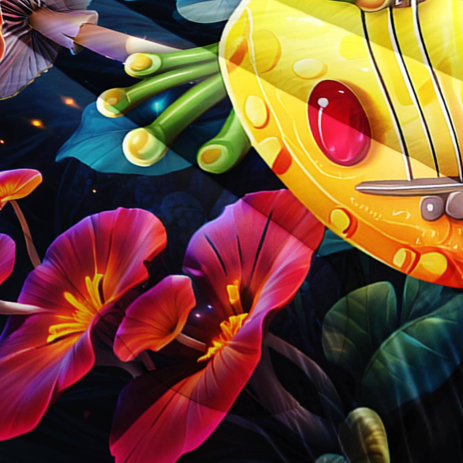 Alt View 3. Wikistore - WIKISTORE Cute Frog Guitar Comforter Set Full Size Botanica Mushroom Cartoon Bedding 3 Piece - As Picture.