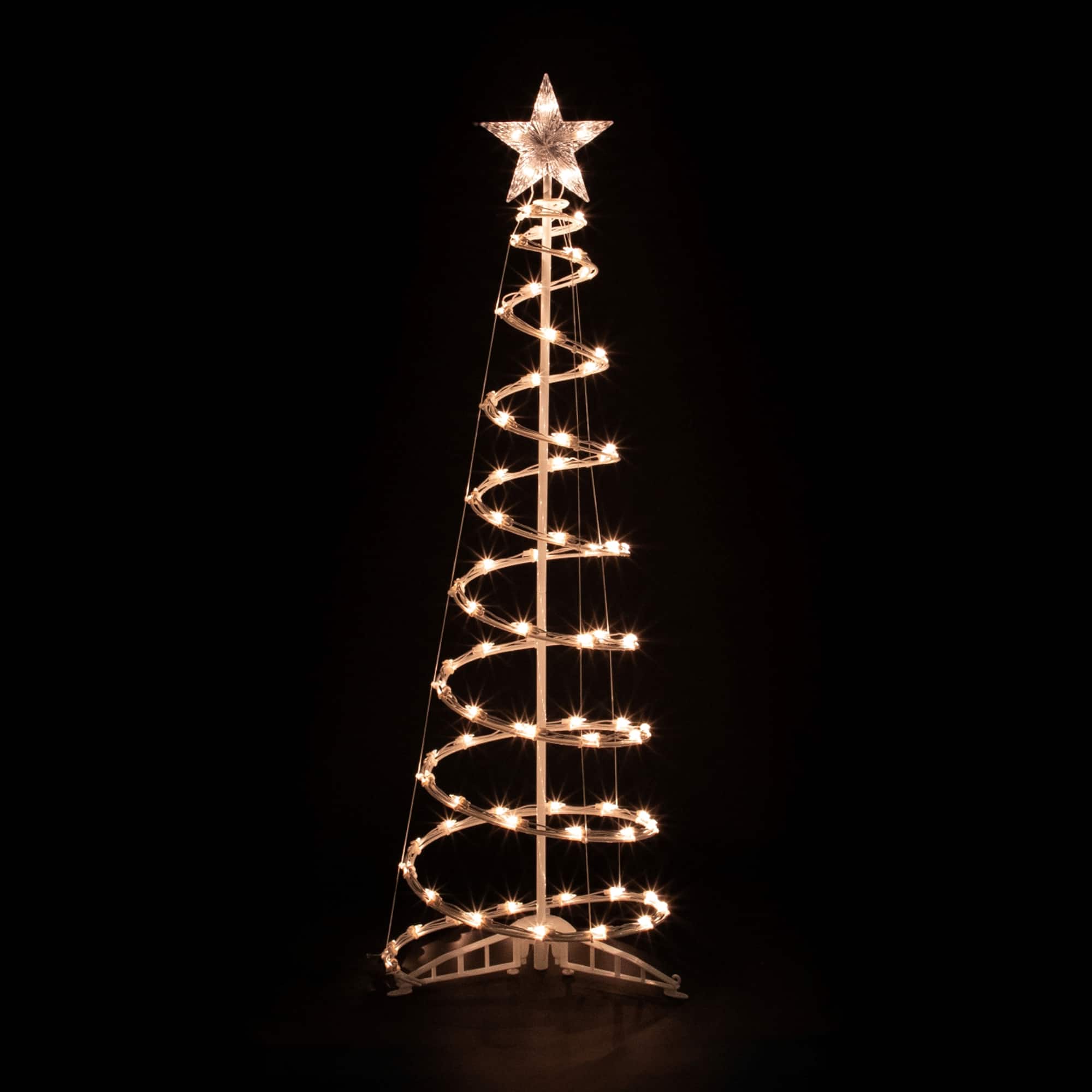 Front. Northlight - Lighted Spiral Outdoor Christmas tree with Star - 4' - Clear - White.
