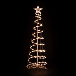 Northlight - Lighted Spiral Outdoor Christmas tree with Star - 4' - Clear - White