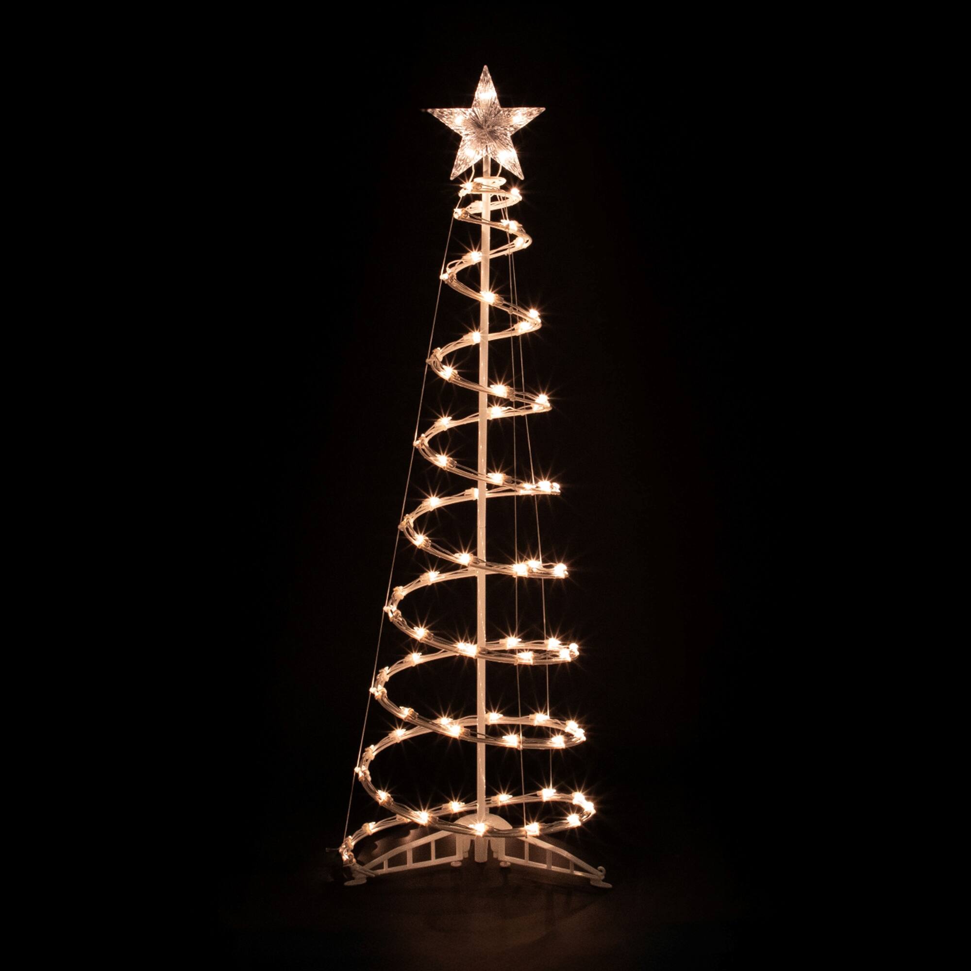 Front. Northlight - Lighted Spiral Outdoor Christmas tree with Star - 4' - Clear - White.