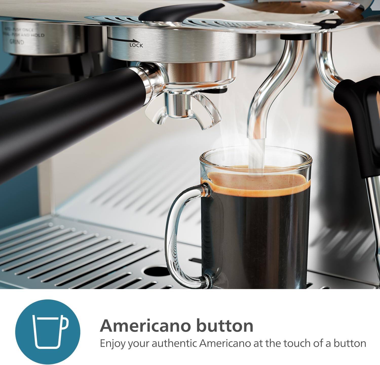 ONCE N AND HOLD GRIND LOCK

American button
Enjoy your authentic Americano at the touch of a button