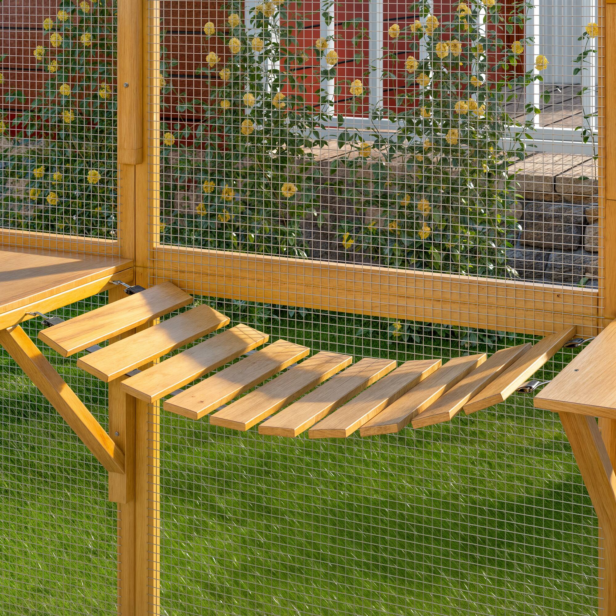 Alt View 8. FUFU & GAGA - Wooden Outdoor Animal Pen for Chickens, Rabbits, Ducks - Multi-Level Habitat with Weatherproof Roof & Triple Access.