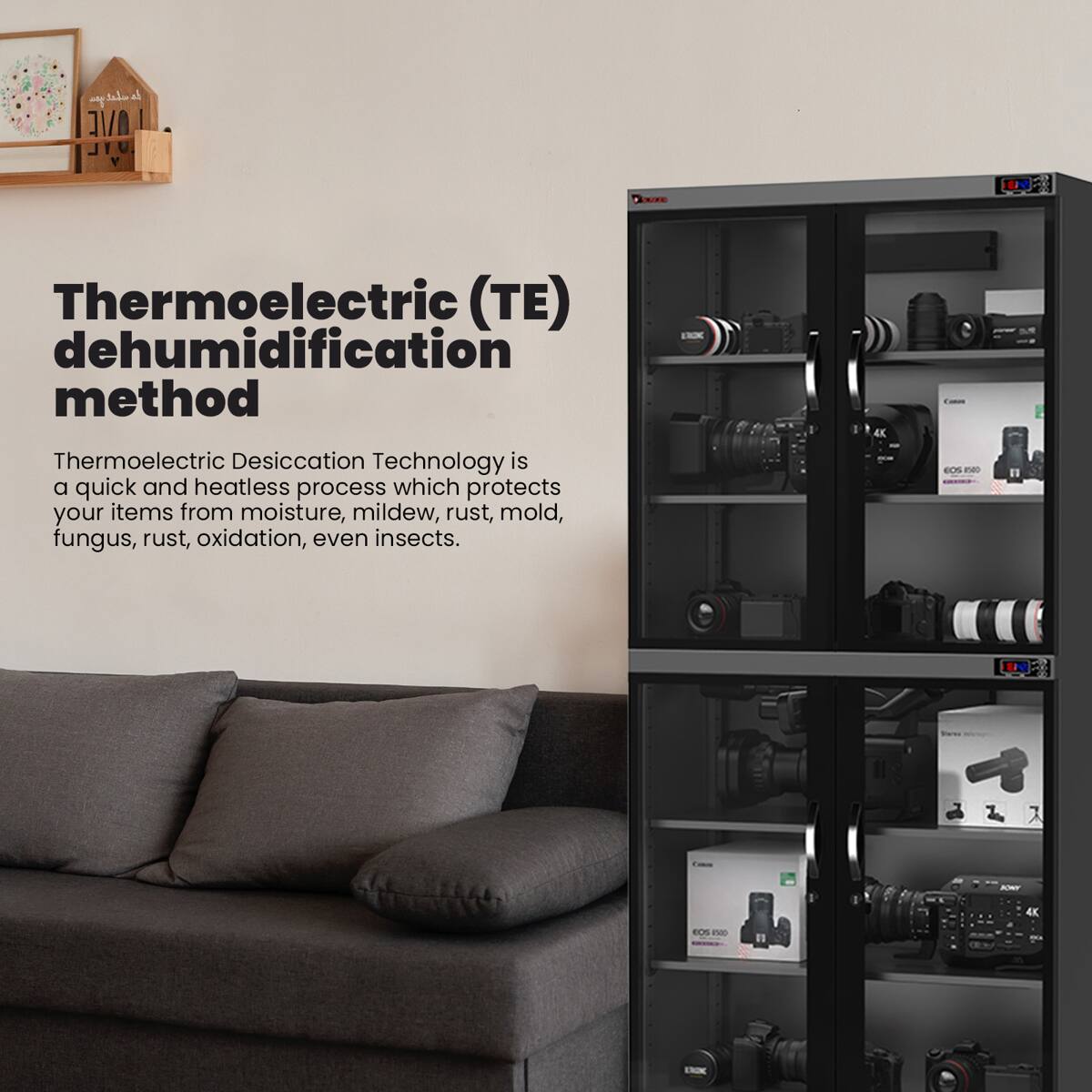 4  
DISNESS  
BY  
Thermoelectric (TE) dehumidification method  
nox  
Thermoelectric Desiccation Technology is a quick and heatless process which protects your items from moisture, mildew, rust, mold, fungus, rust, oxidation, even insects.  
COS 1500  
BY  
COS RSOD  
LTOK