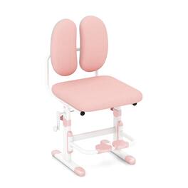 Costway - Height-Adjustable Kids Desk Chair with Double Back Support & Rotatable Footrests - Pink