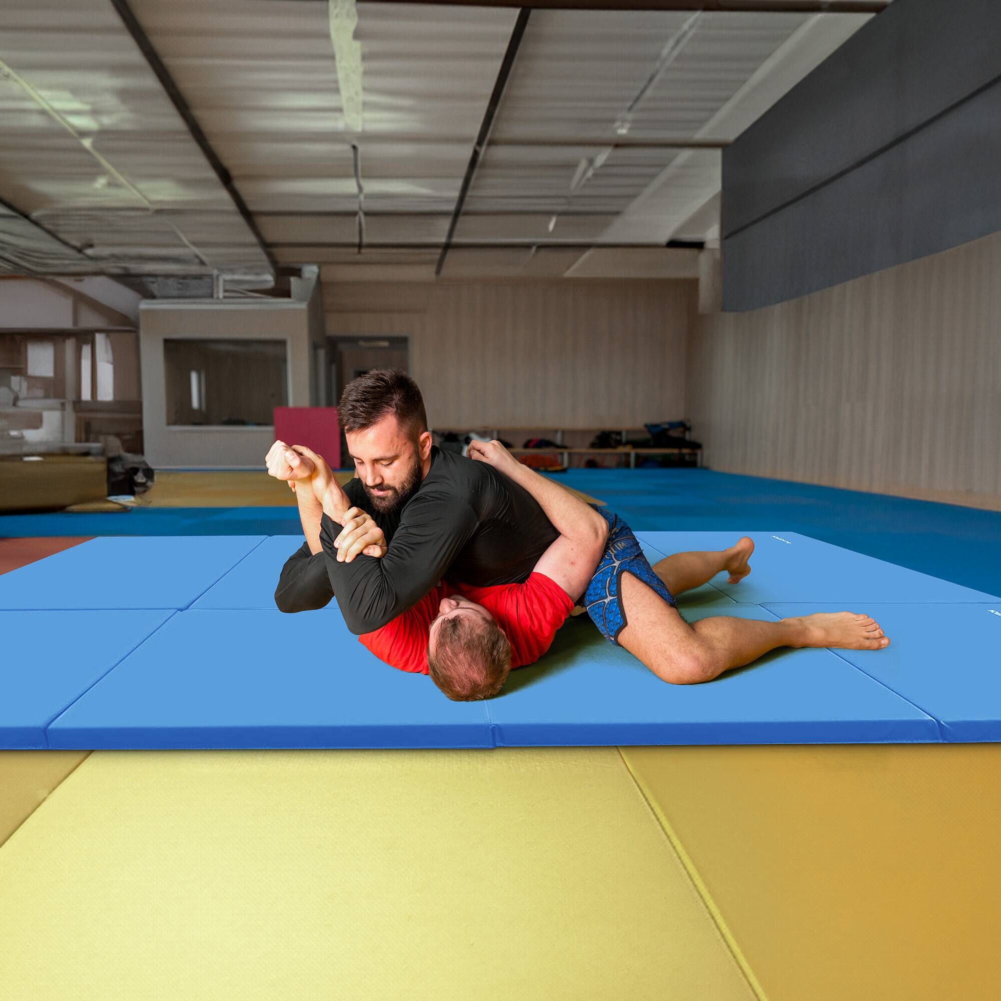 Alt View 4. BalanceFrom Fitness - BalanceFrom 4' x 6' x 2" All Purpose Folding Fitness Gymnastics Gym Mat, Blue - Blue.