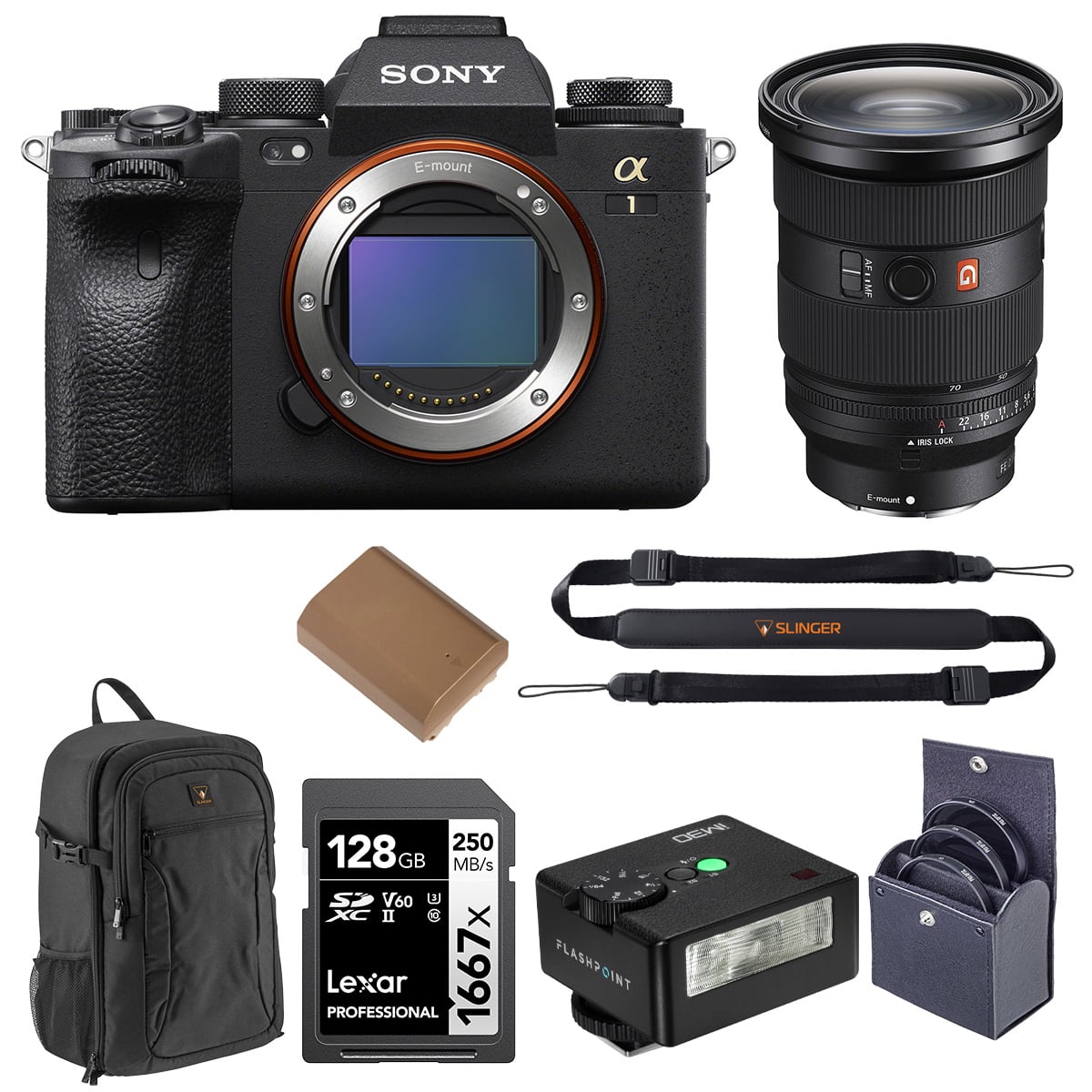 Bundle - Sony - Alpha 1 Mirrorless Camera with FE 24-70mm f/2.8 GM II Lens, with Slinger Alpine 200 Backpack, 128GB Memory price history on PriceWatchPro