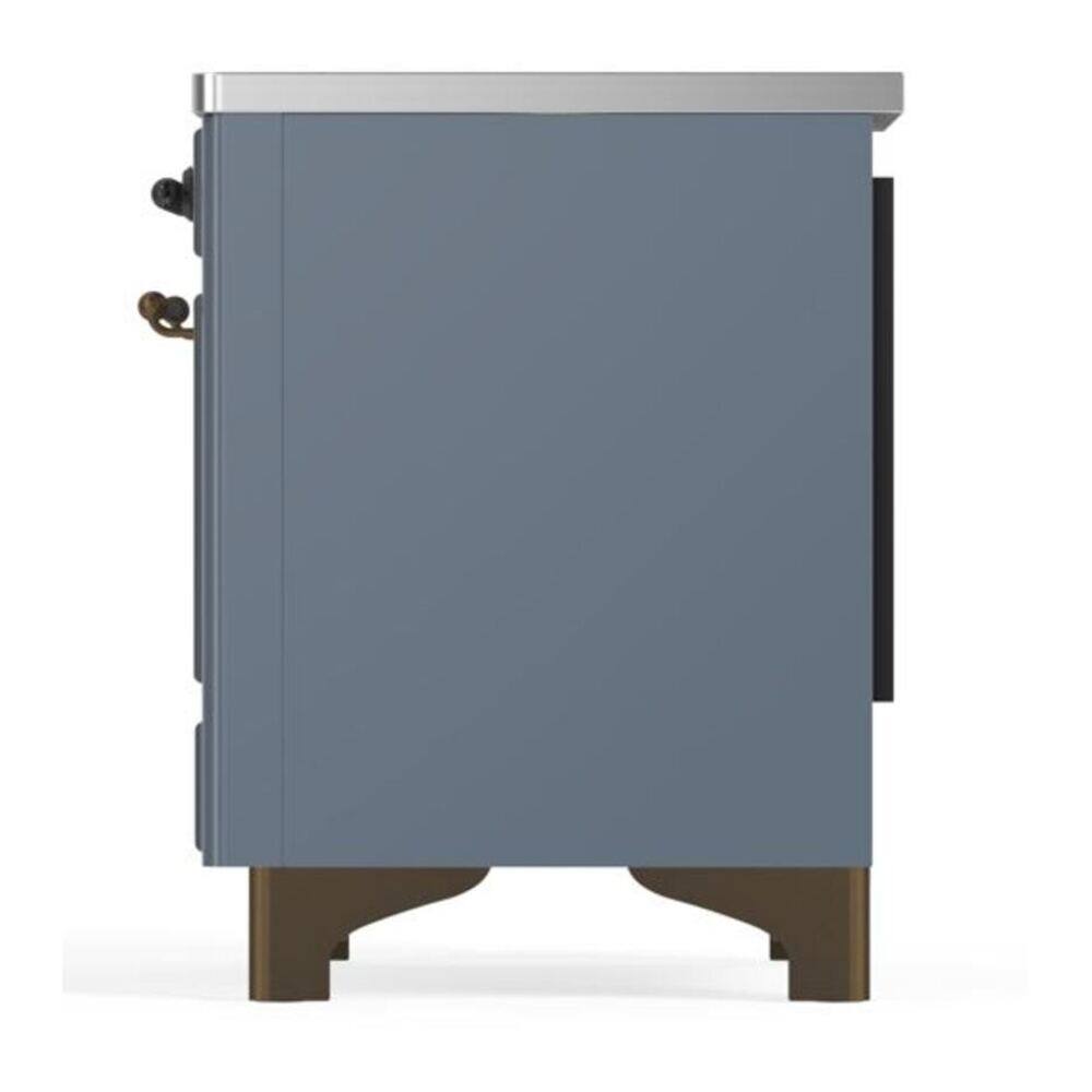 Alt View 4. ILVE - ILVE Majestic II 36 inch Induction Range with 5 Elements (Blue Grey, Burnished Trim) - Blue Grey.