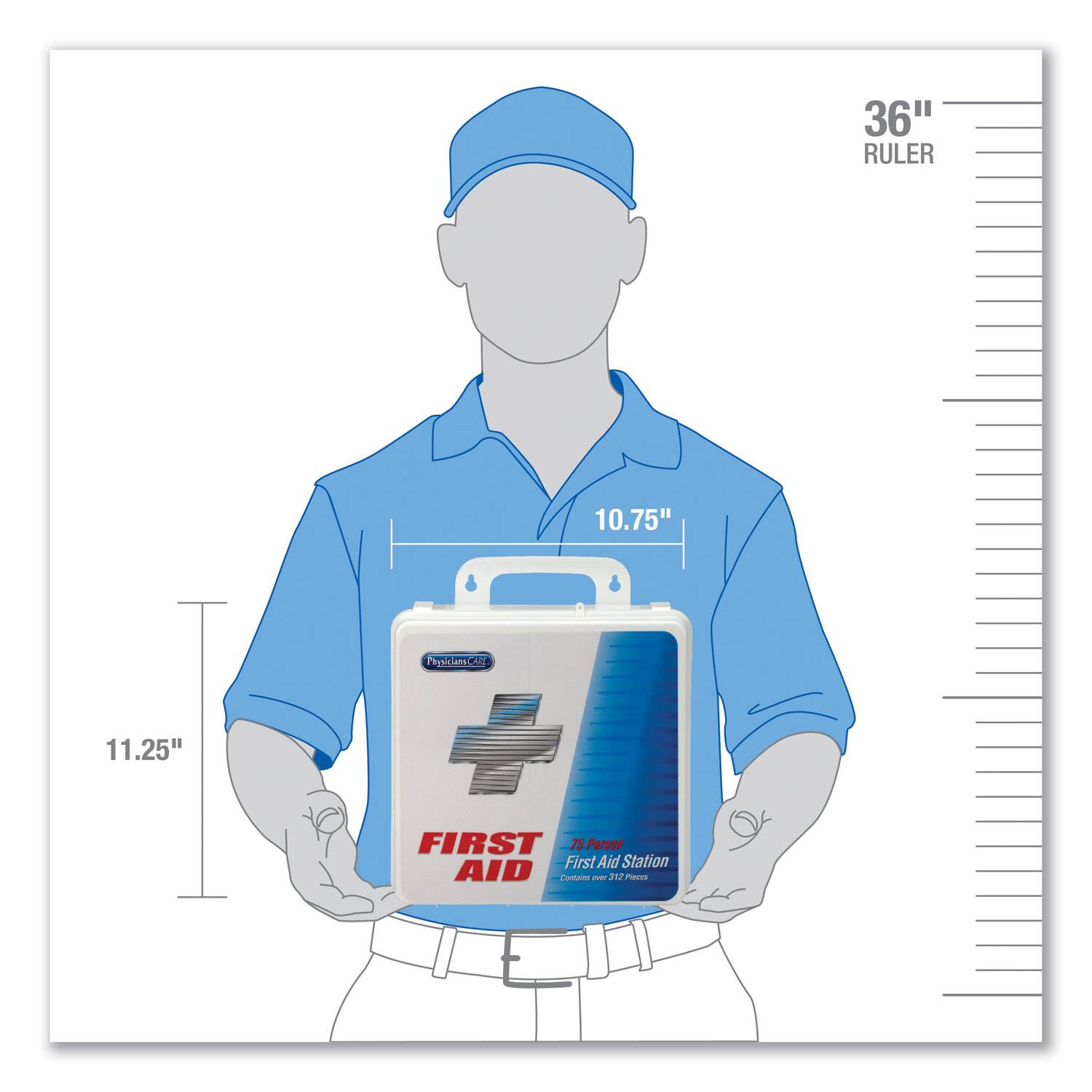 36" RULER  
10.75"  
11.25"  
FIRST AID  
75 Person First Aid Station  
AID  
Codos - JU Foes