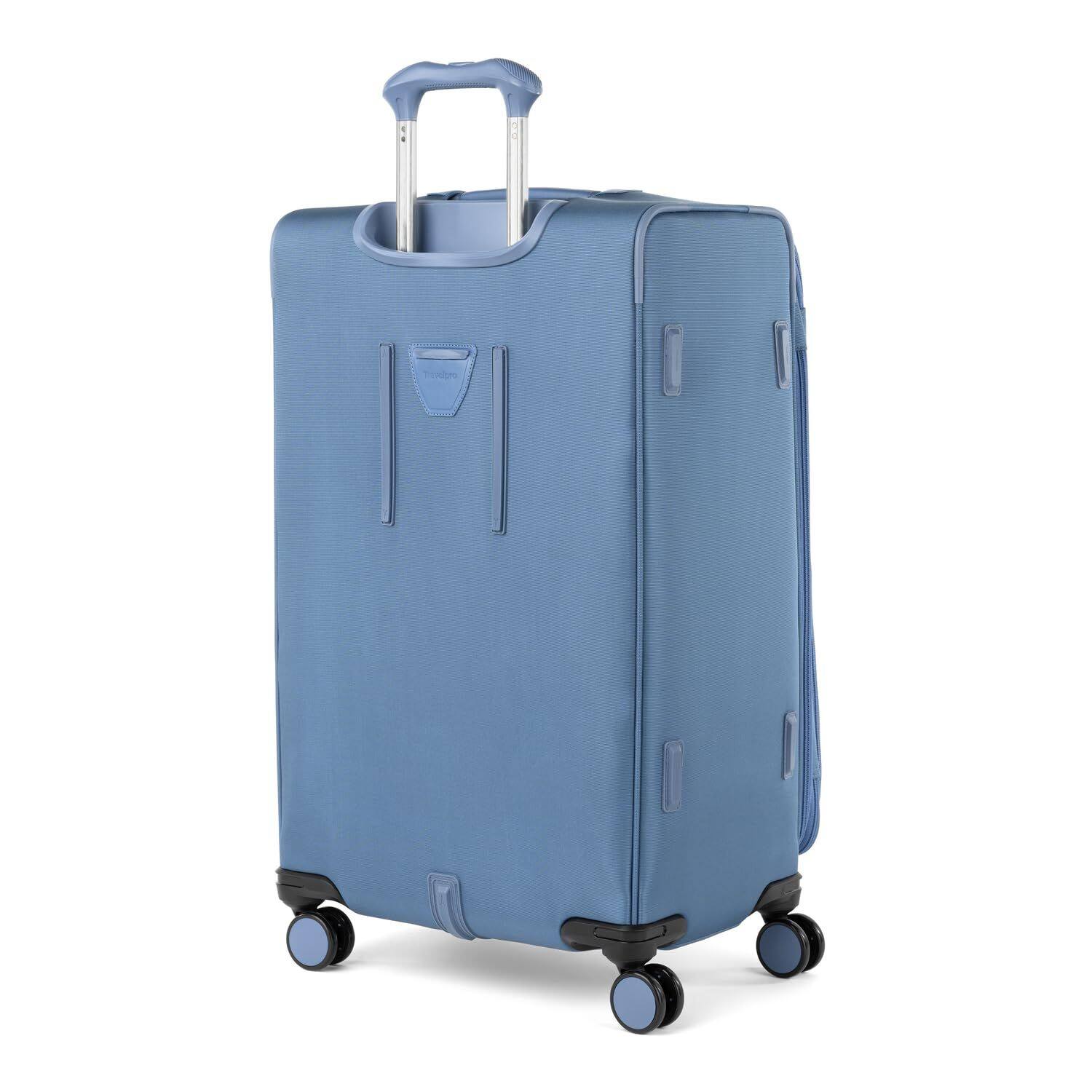 Left. Travelpro - Travelpro Versapack + Lightweight Softside Expandable 29" Checked Spinner - Elemental Blue.