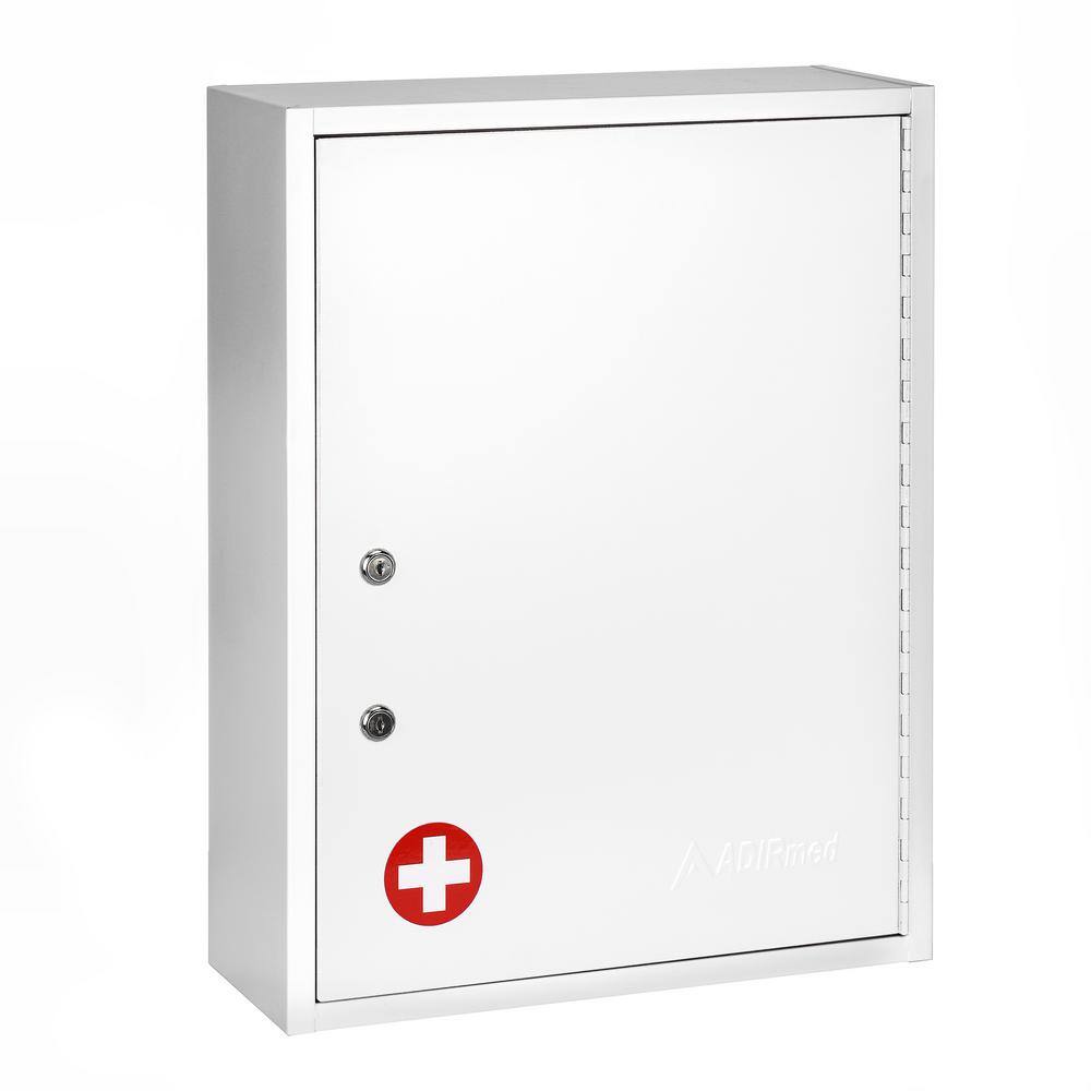 Viva Comfort - Medicine Cabinet, Large Surface Mount Bathroom Security Cabinet with Dual Lock - White