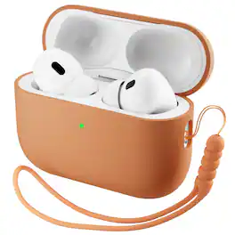 Ornarto - Compatible with AirPods Pro 3 Case 2025, Full Protective Silicone with Front LED Visible Skin Case - Orange