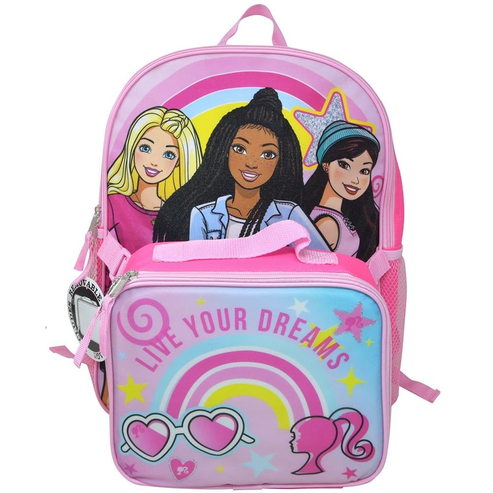 Barbie - 16" Backpack with Lunch Bag Live Your Dreams - Multicolored