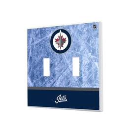 Keyscaper - Winnipeg Jets Wordmark Double Toggle Lightswitch Plate - Multicolor