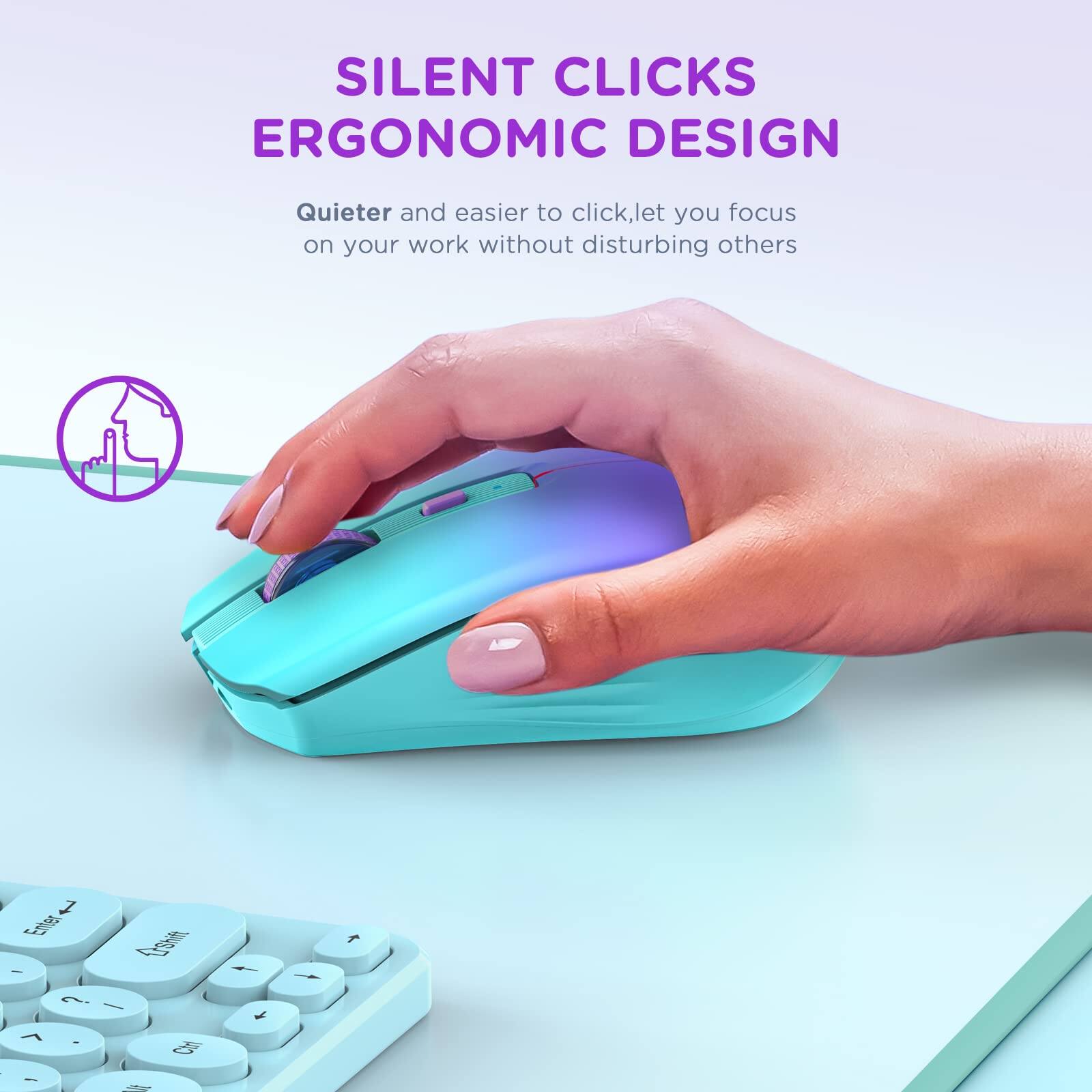 SILENT CLICKS  
ERGONOMIC DESIGN  

Quieter and easier to click, let you focus on your work without disturbing others