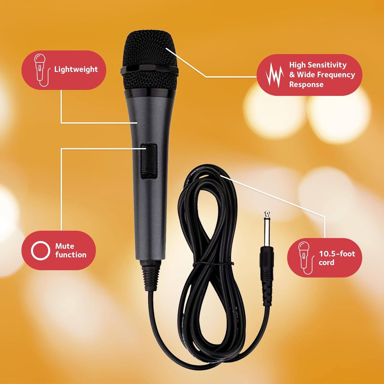 - Lightweight
- Mute function
- High Sensitivity & Wide Frequency Response
- 10.5-foot cord