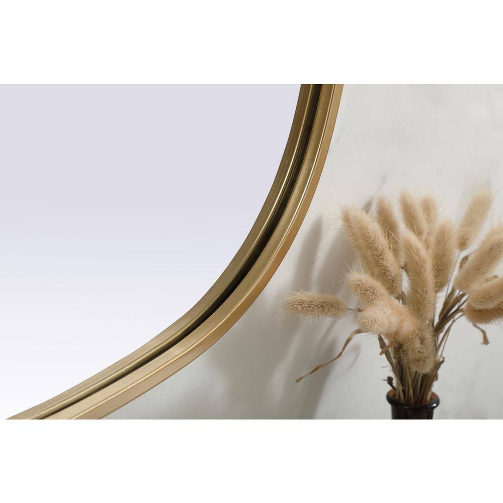 Alt View 5. Elegant Decor - Metal Frame Oval Mirror 20x36 Inch in Brass - Brass.